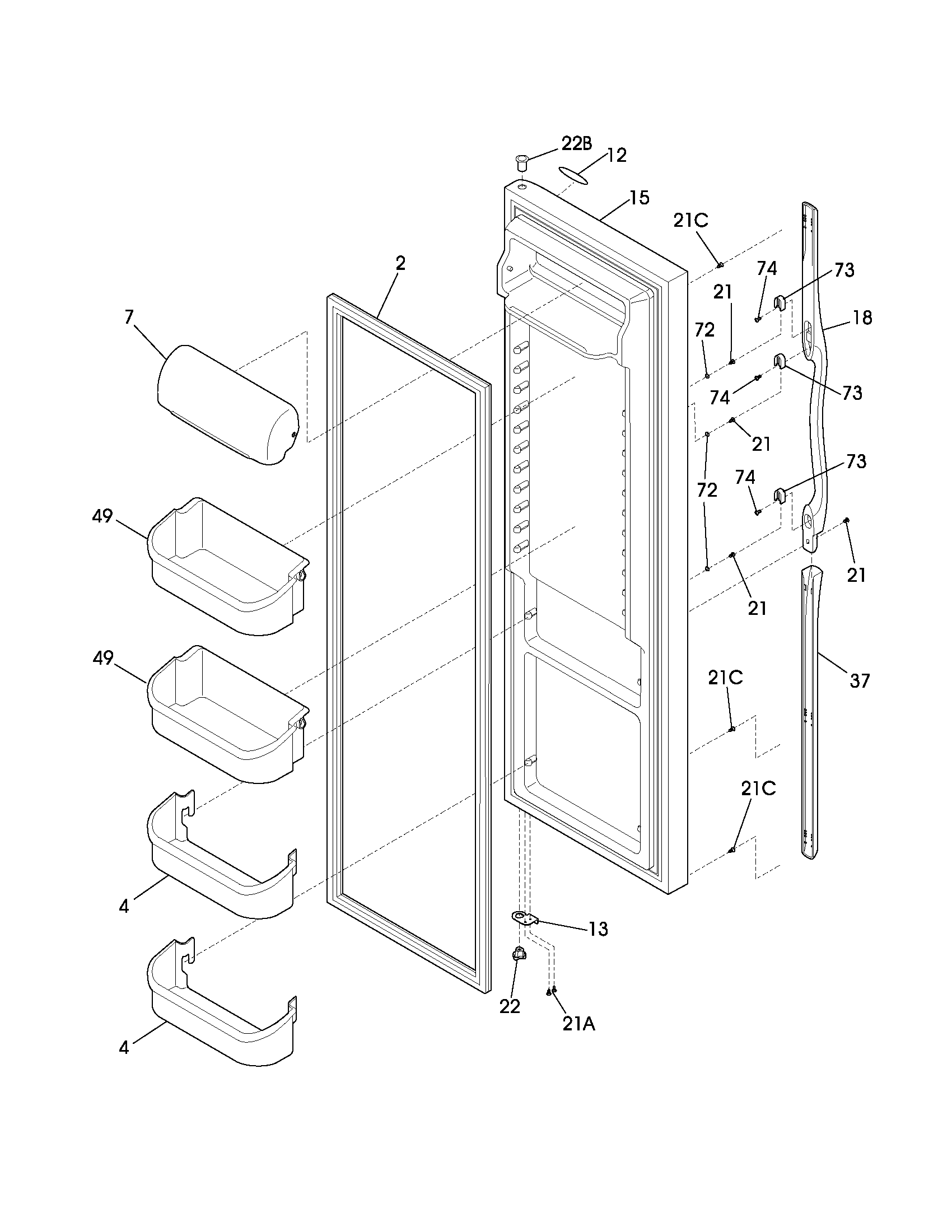 Frigidaire GS23HSZCQ0 refrigerator door diagram
