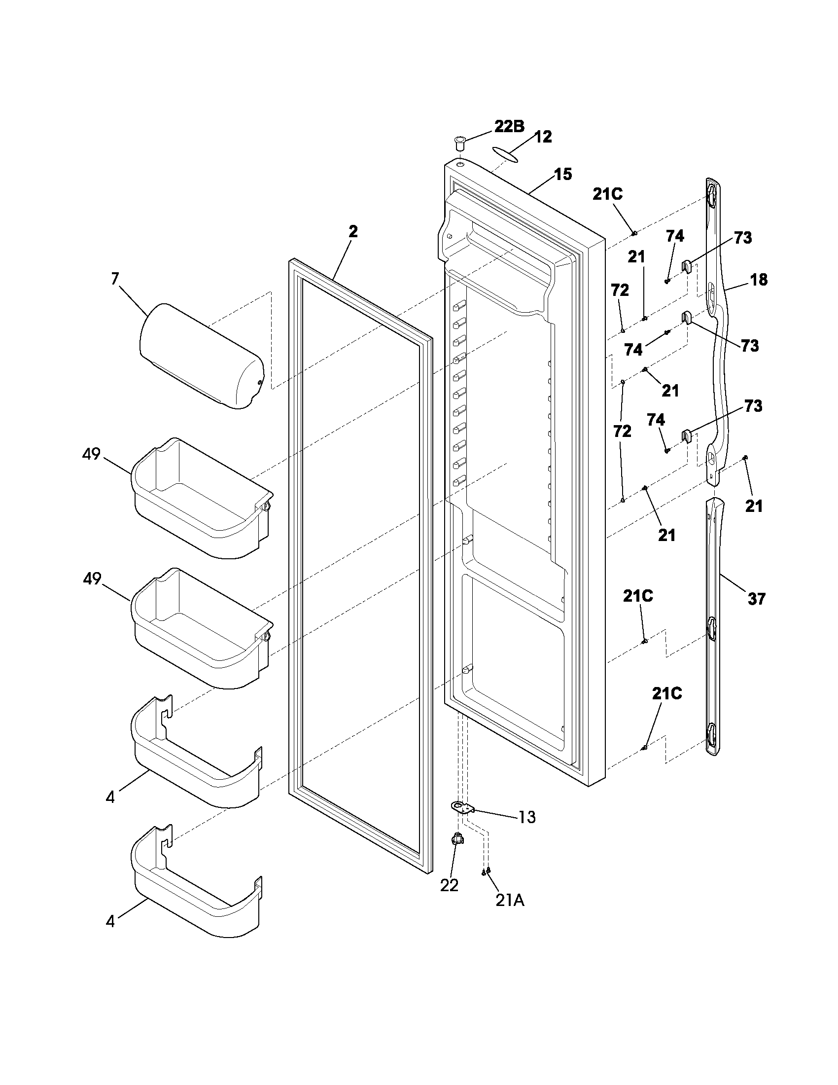 Frigidaire FRS23BH6CW0 refrigerator door diagram