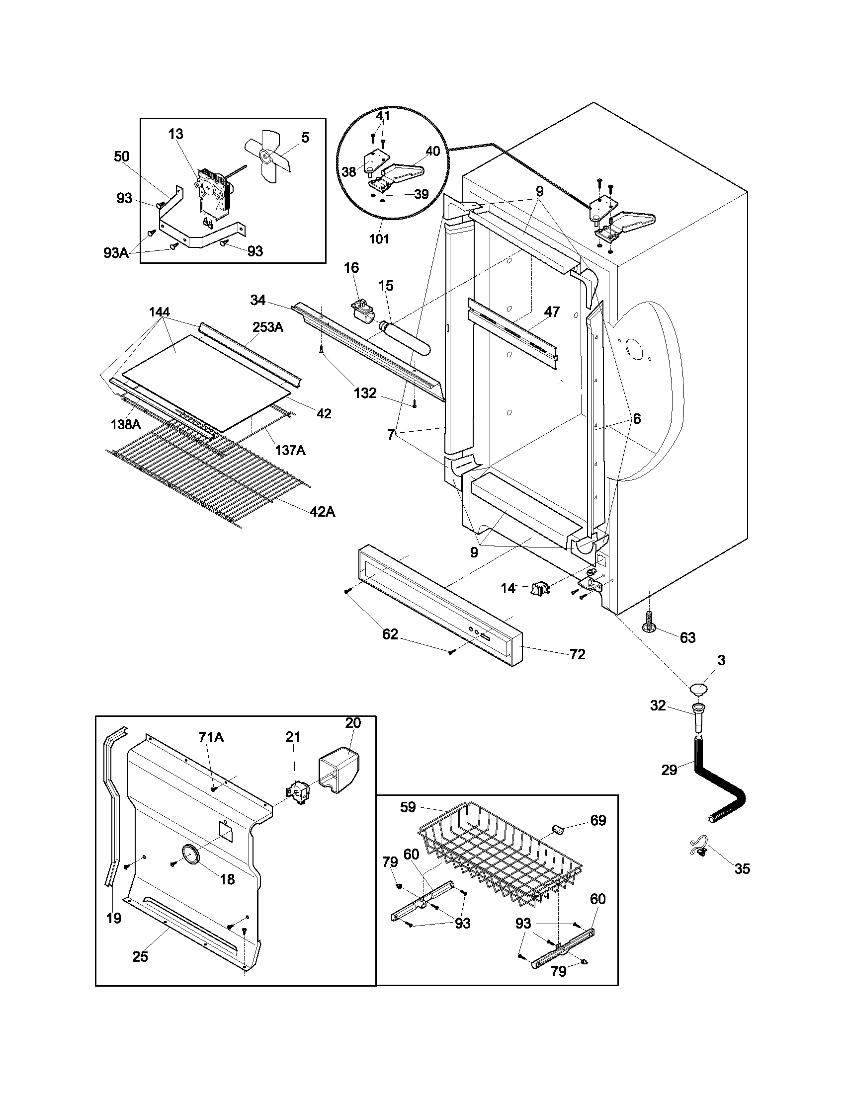 Frigidaire FFU17FC8CW0 cabinet diagram