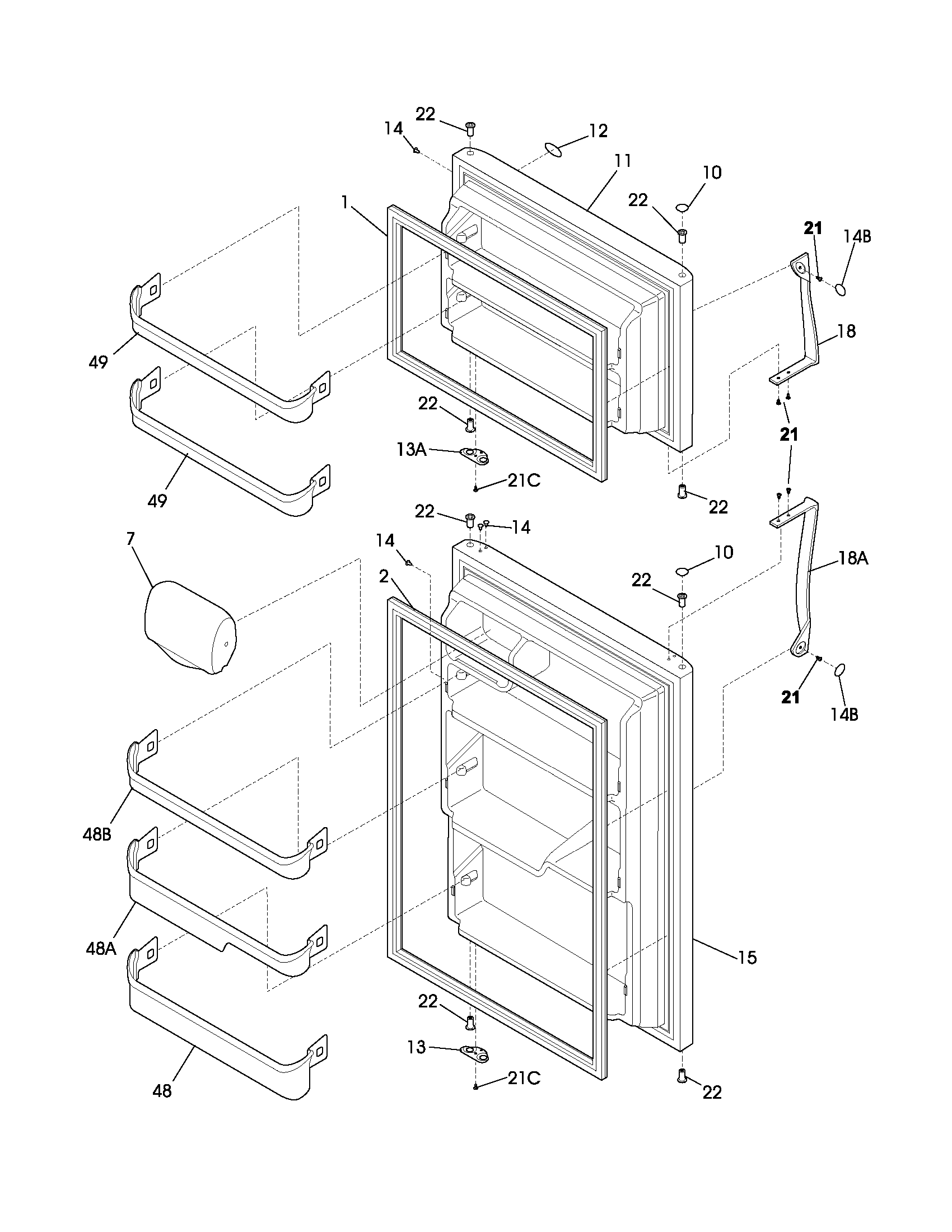 Frigidaire GLRT184RAW2 door diagram