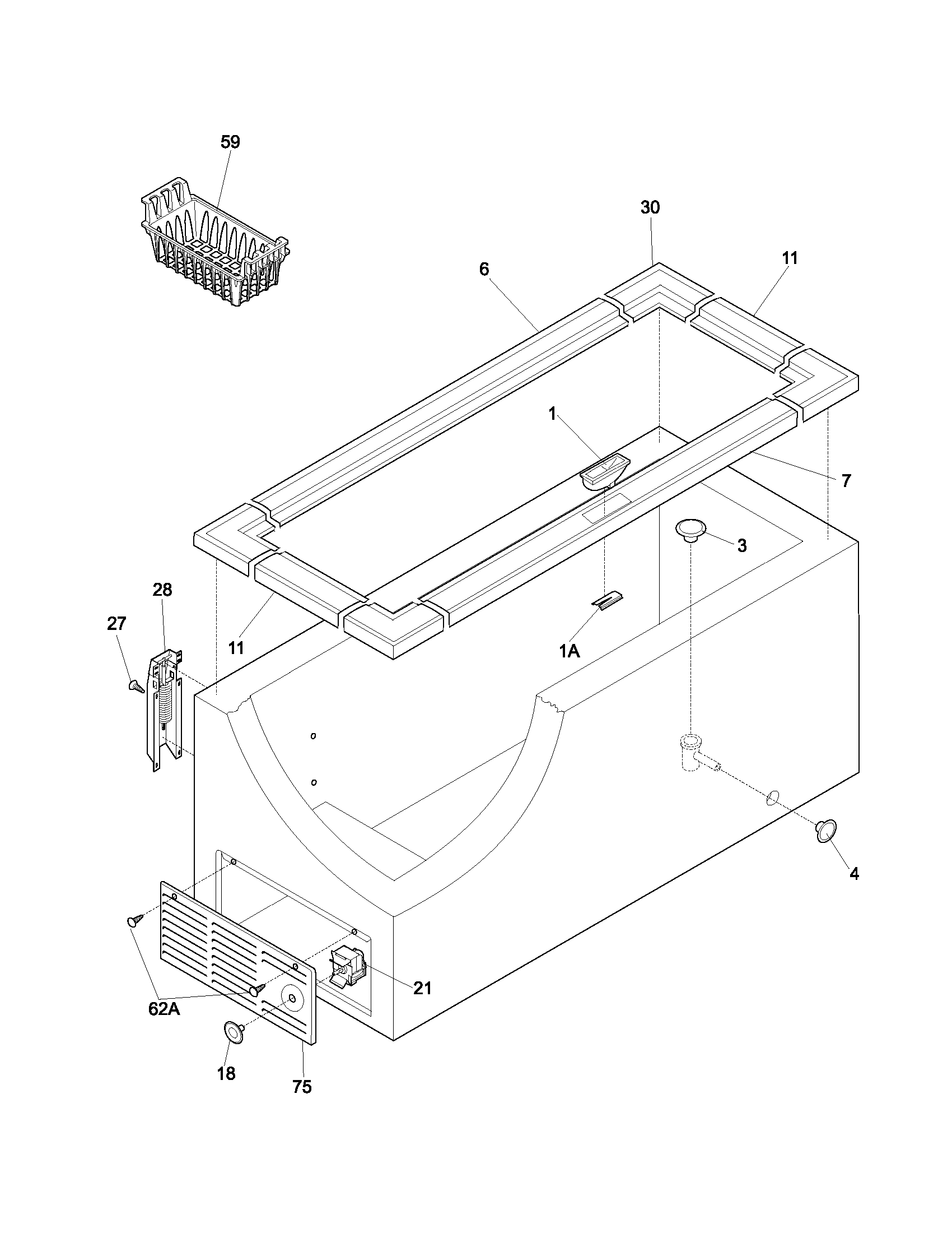 Frigidaire FFC15C4CW0 cabinet diagram