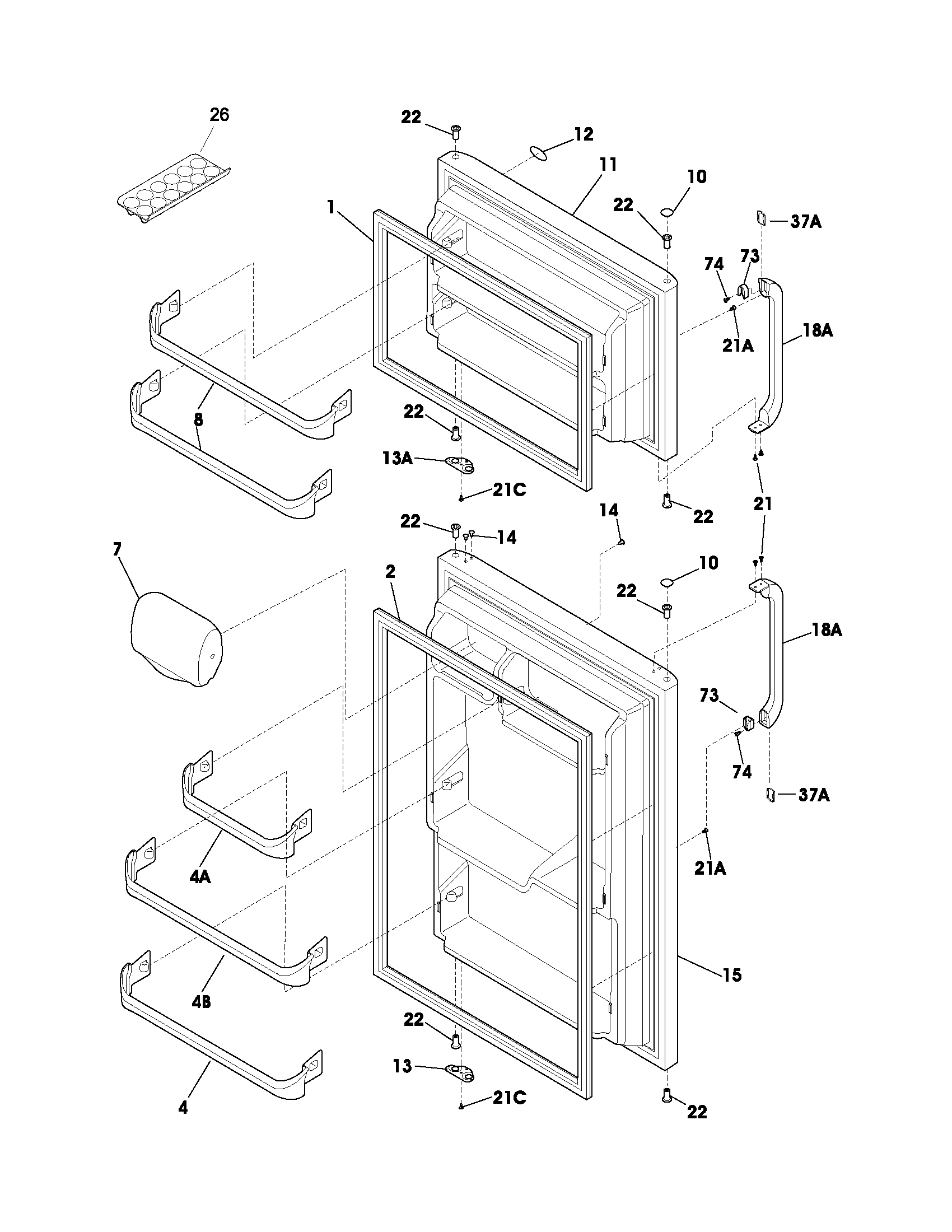 Frigidaire FRX15BBBD0 door diagram
