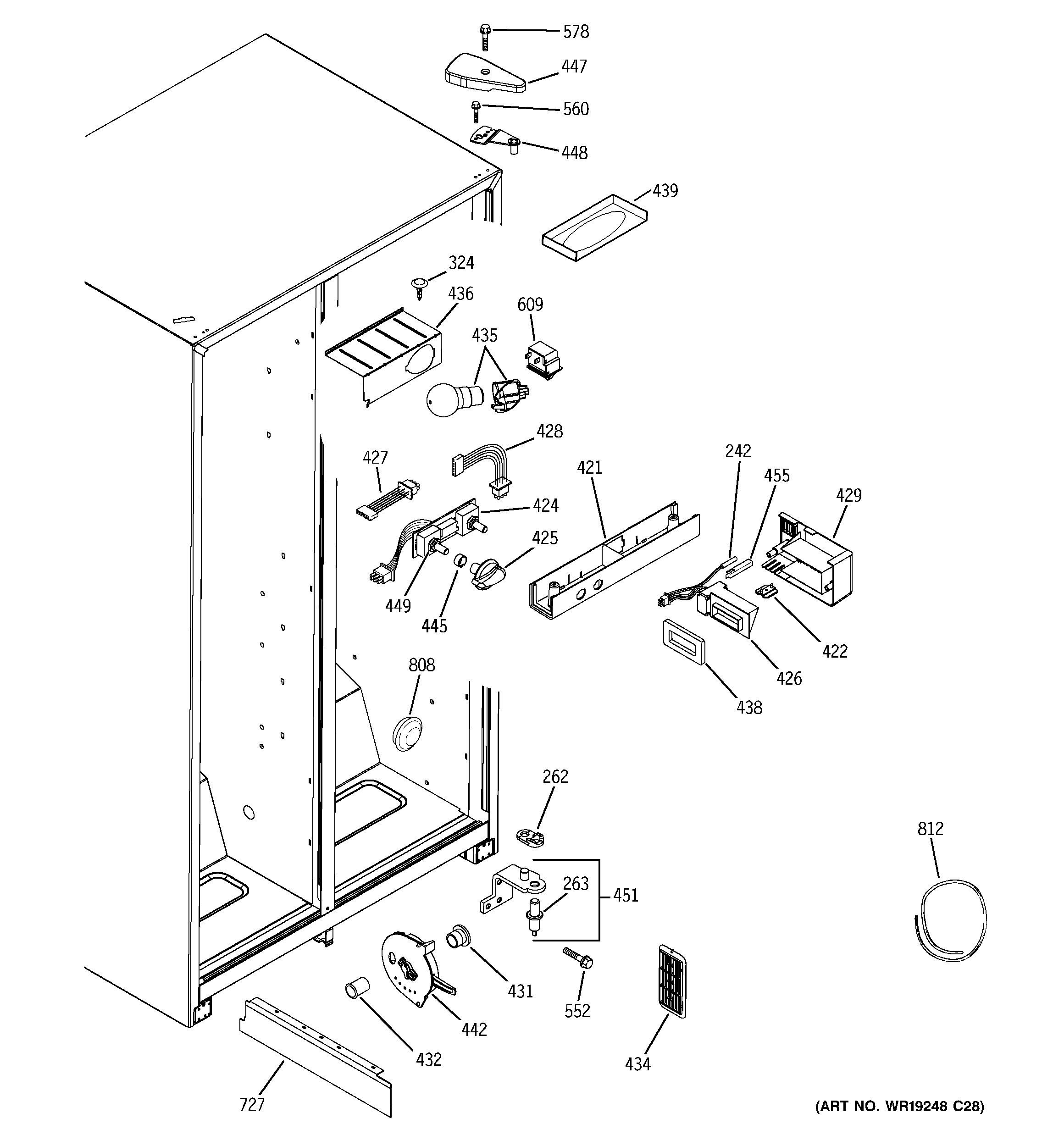 RCA RSG20DDPAFWW fresh food section diagram