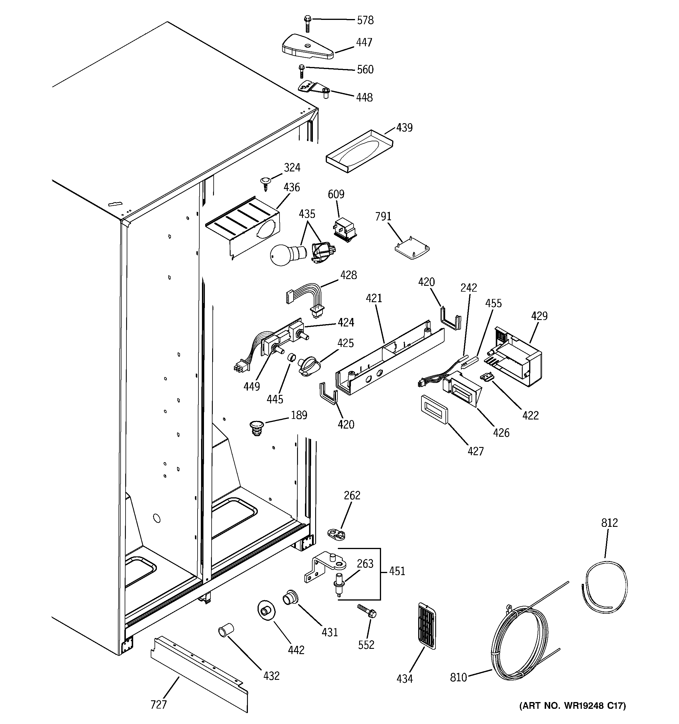 RCA RSG25KEPAFWW fresh food section diagram