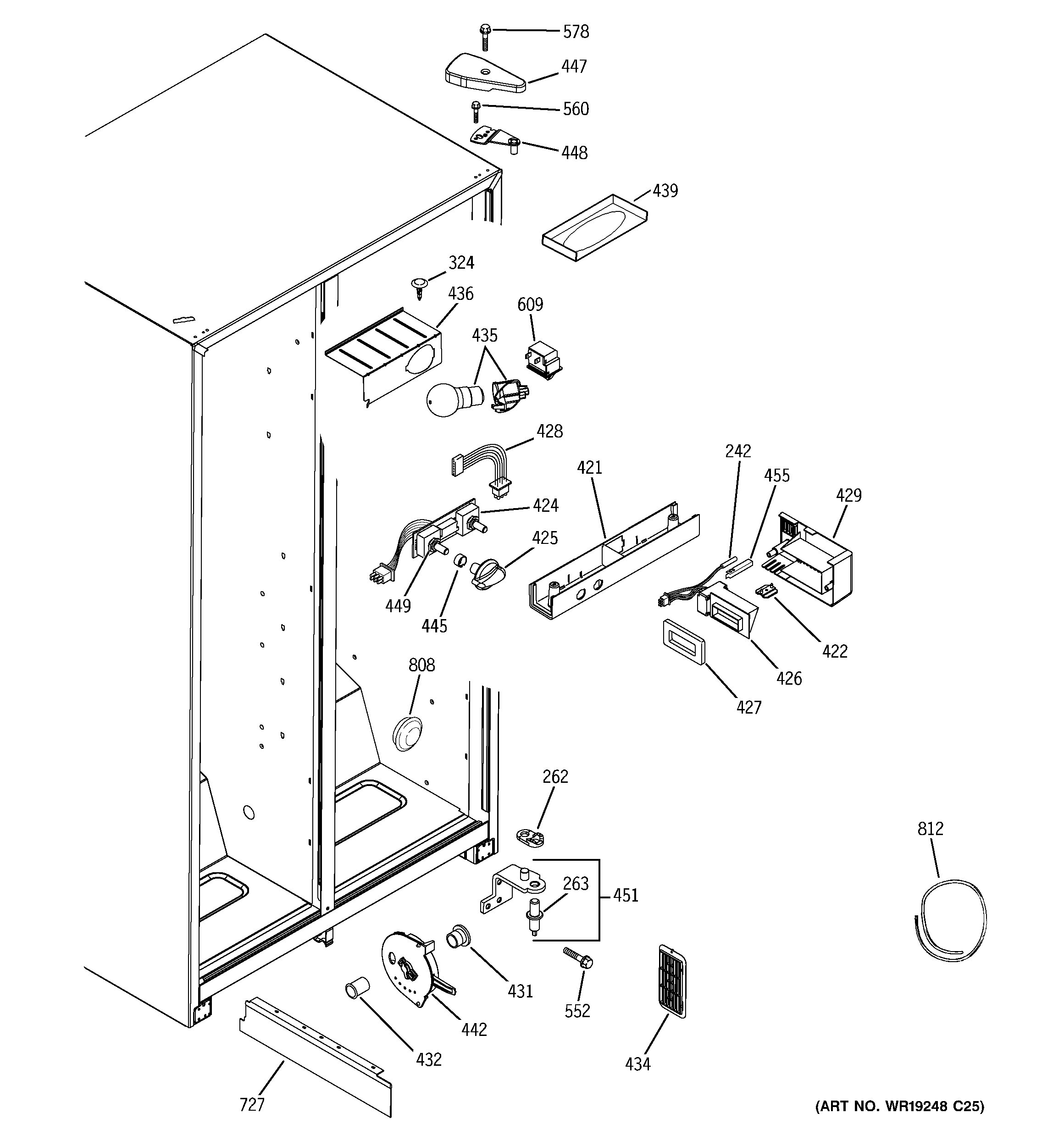 RCA RSG20IDPAFWW fresh food section diagram
