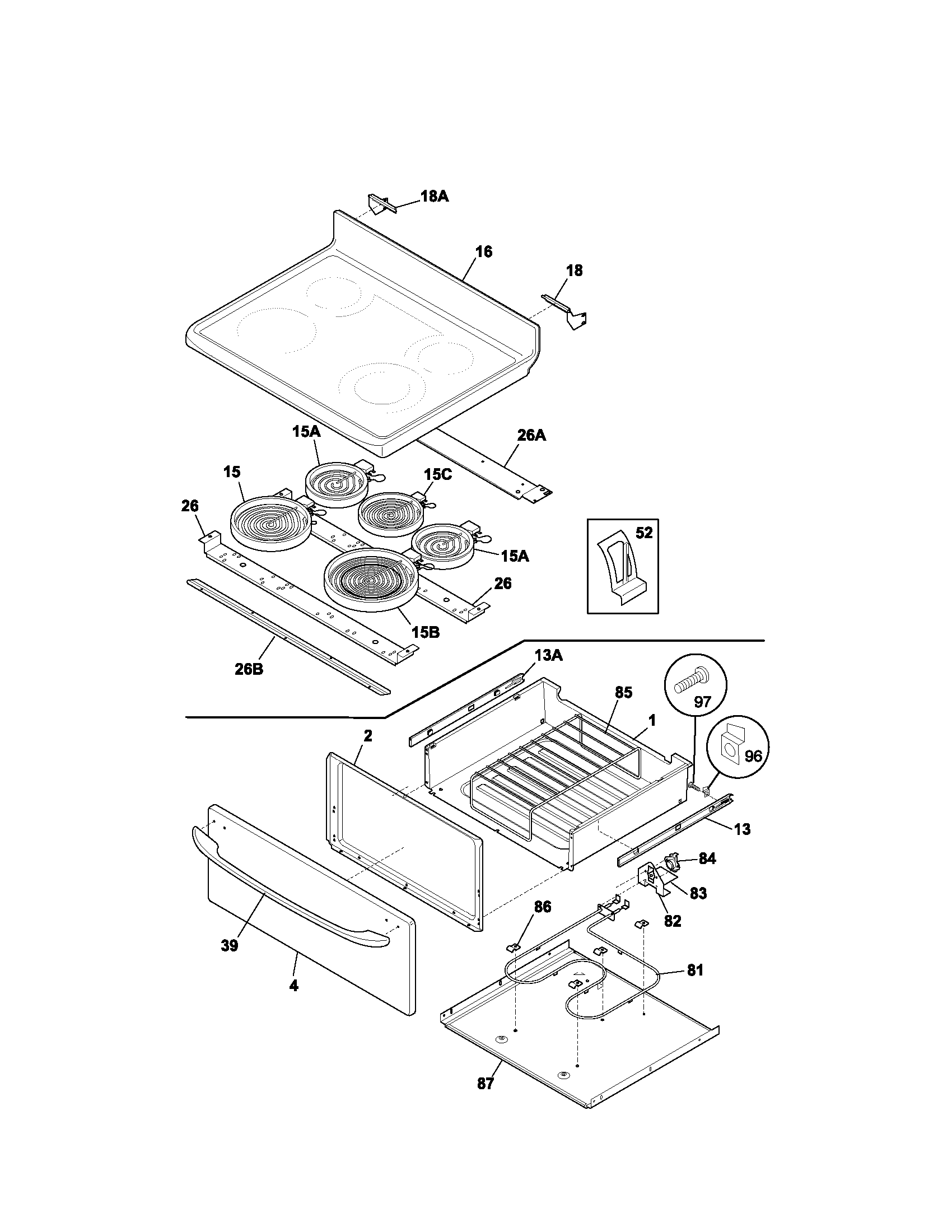 Kenmore 79095923300 top/drawer diagram