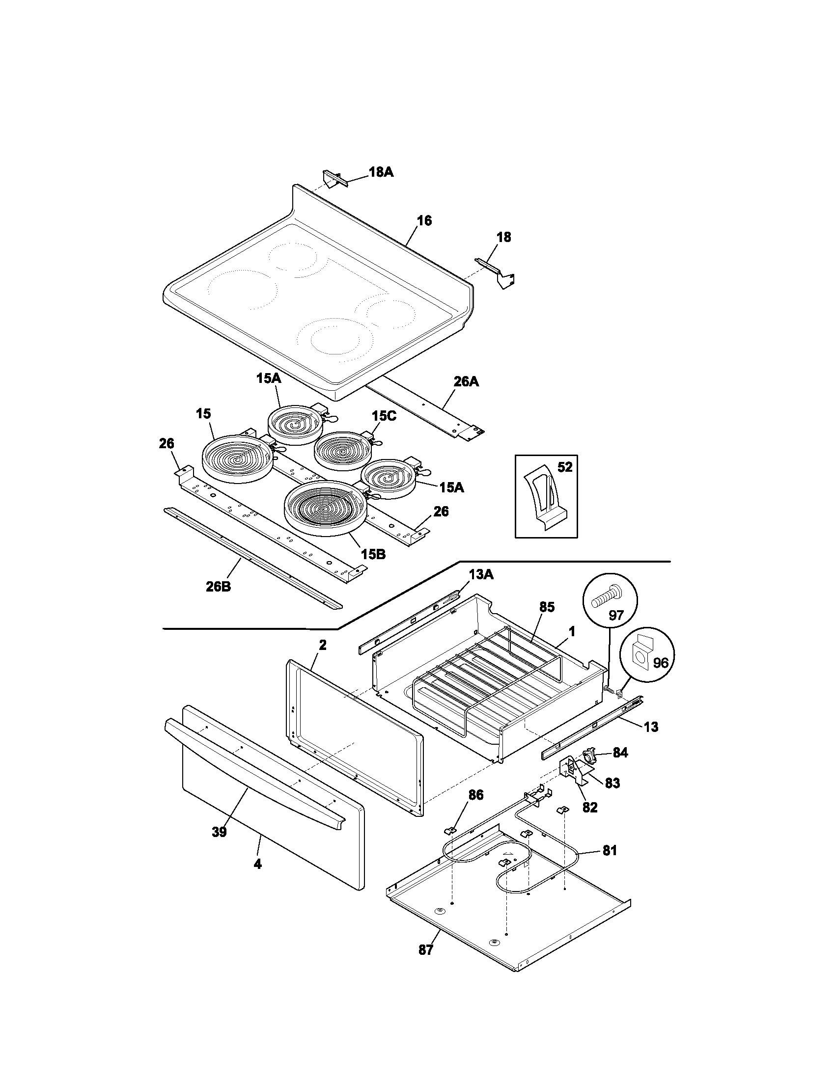 Kenmore 79095922300 top/drawer diagram