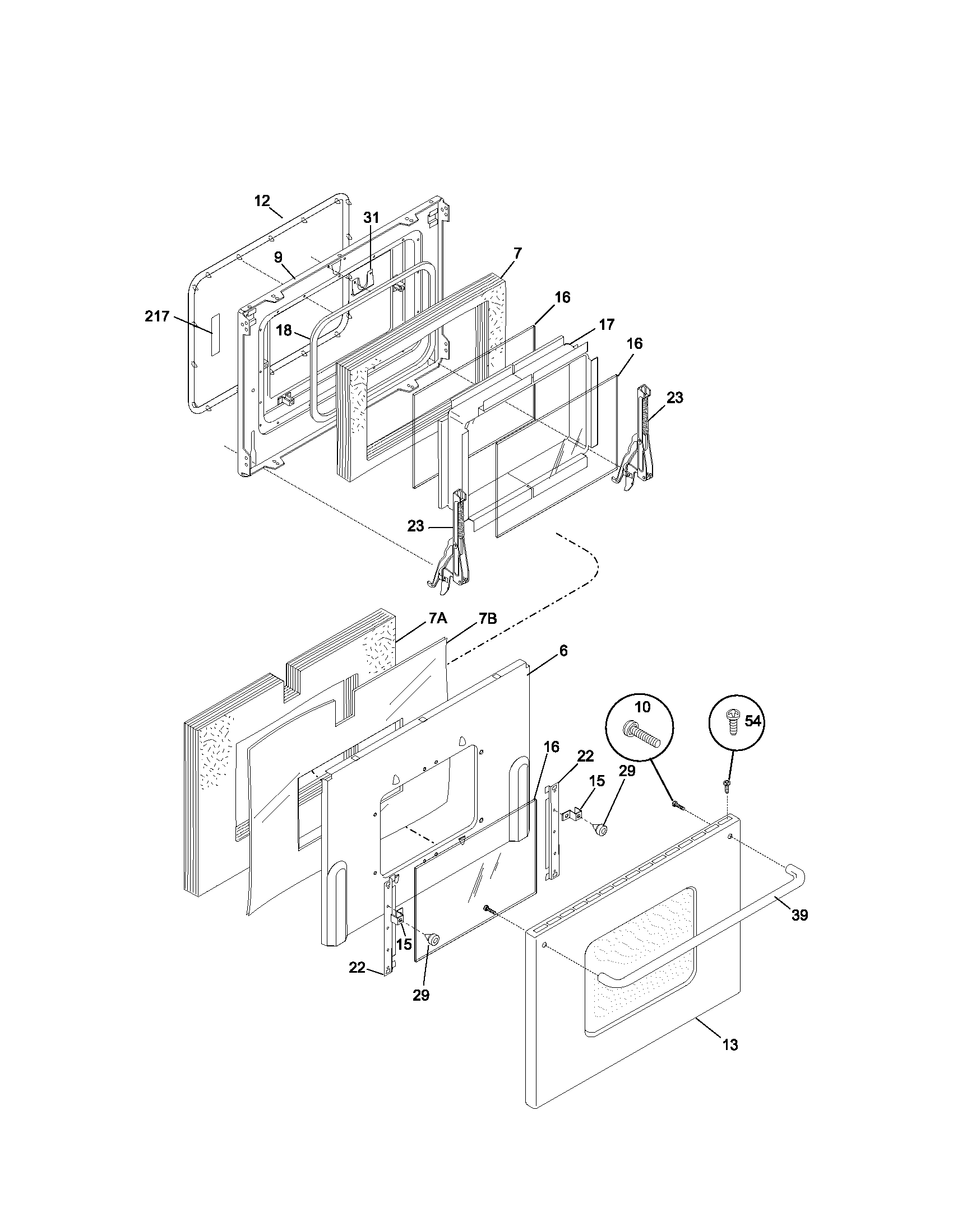 Kenmore Elite 79099513301 oven door diagram