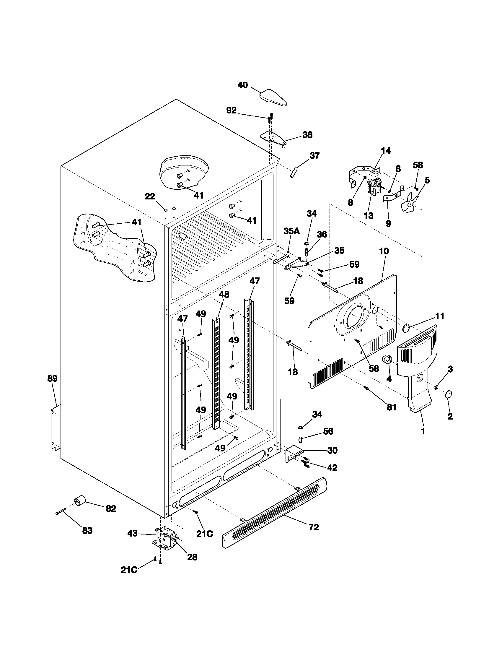 Kenmore 2533187210B cabinet diagram