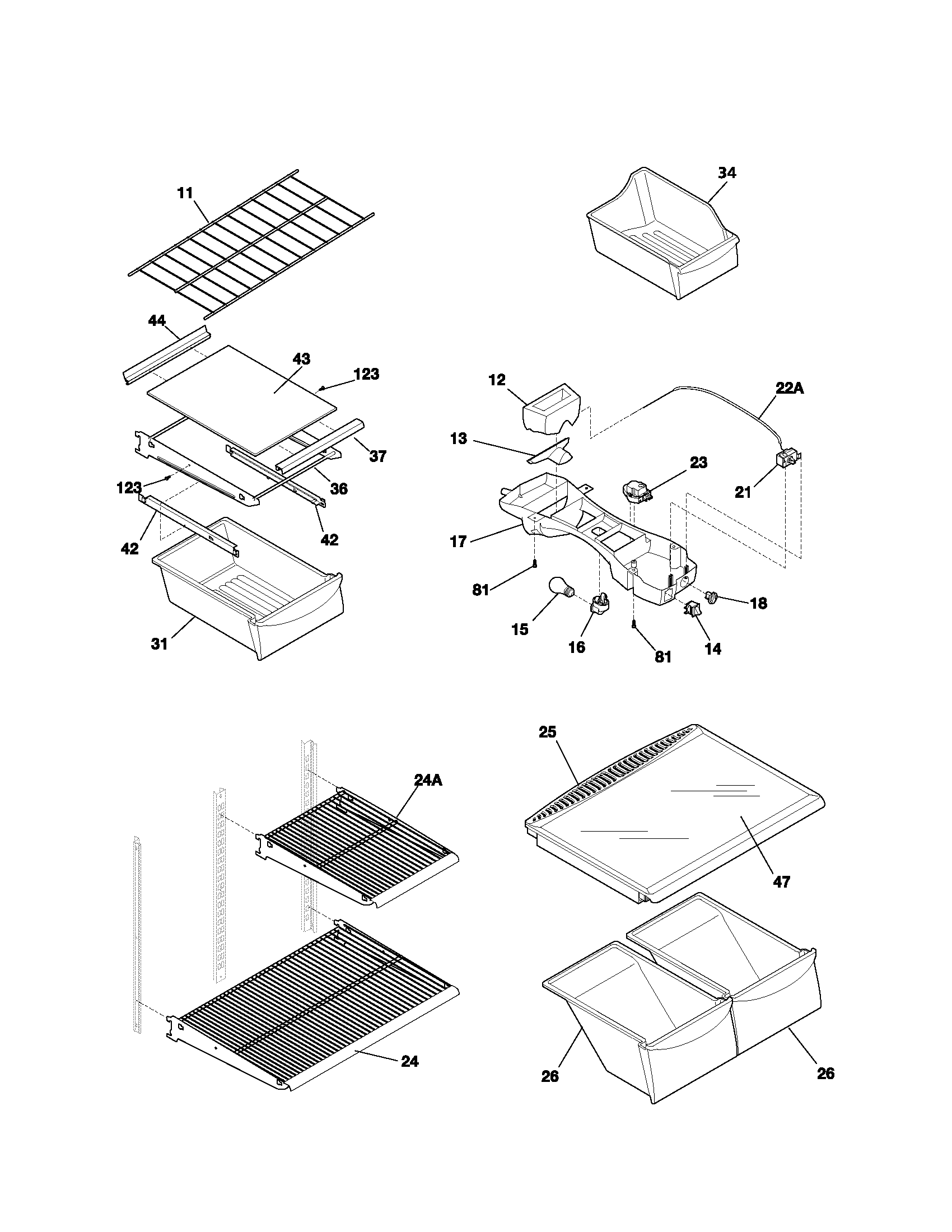 Kenmore 2533187210B shelves diagram