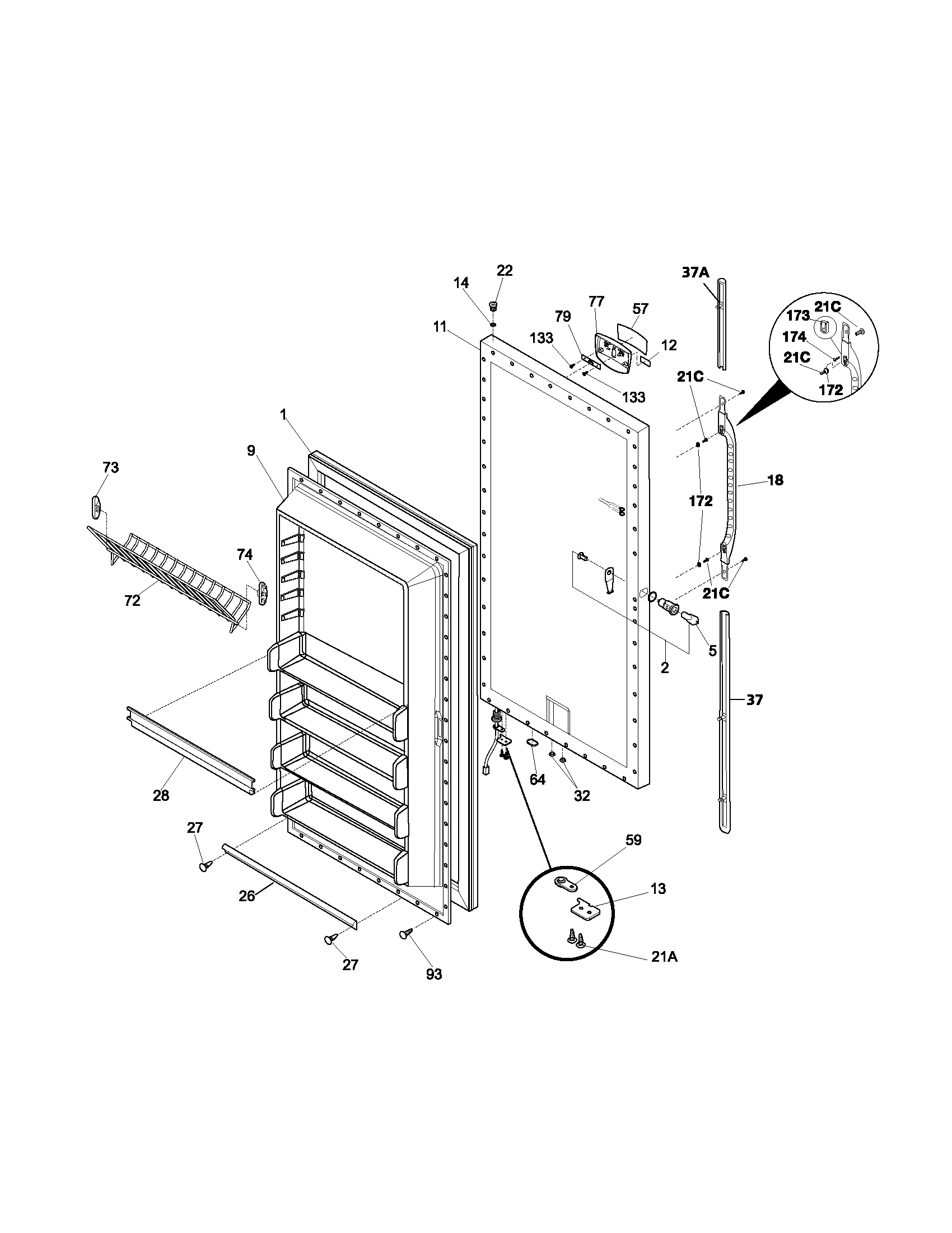 Kenmore 25323024101 door diagram