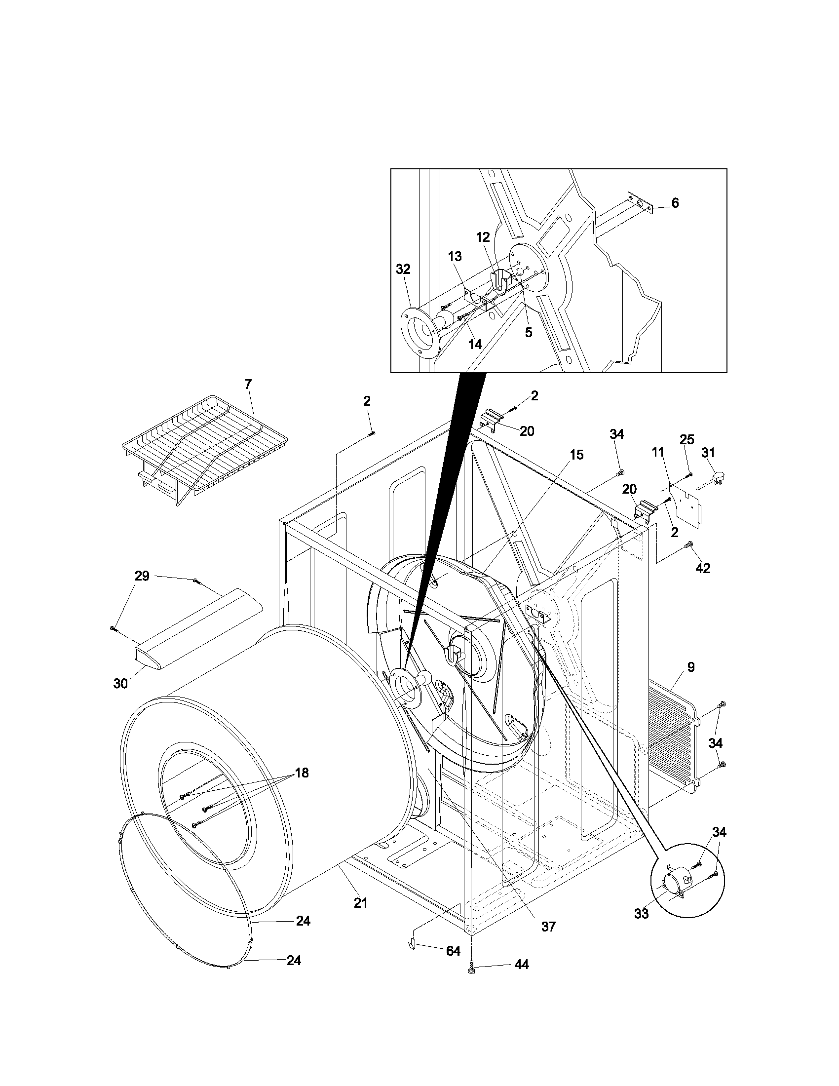 Kenmore 41793142203 cabinet/drum diagram