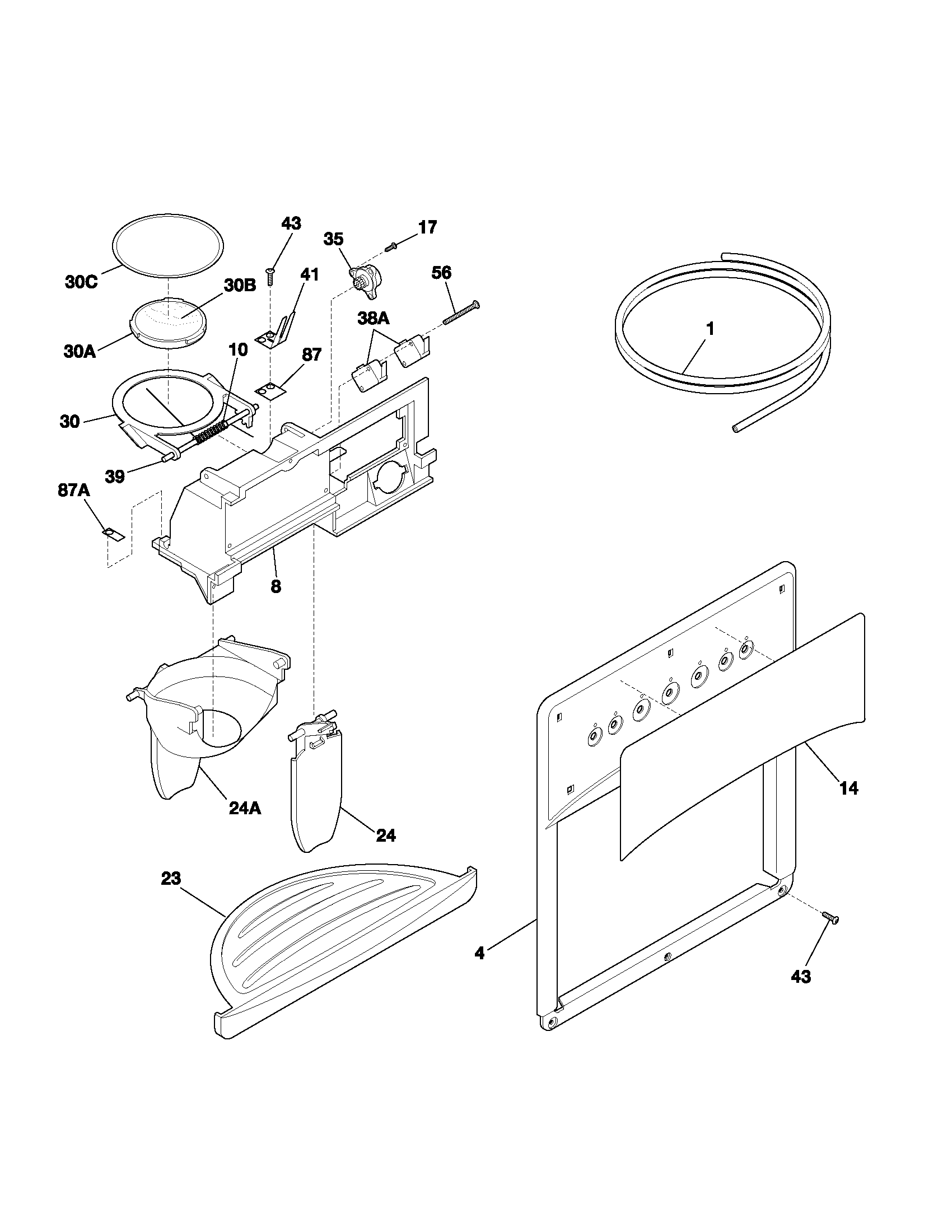 Kenmore 25352324203 dispenser diagram