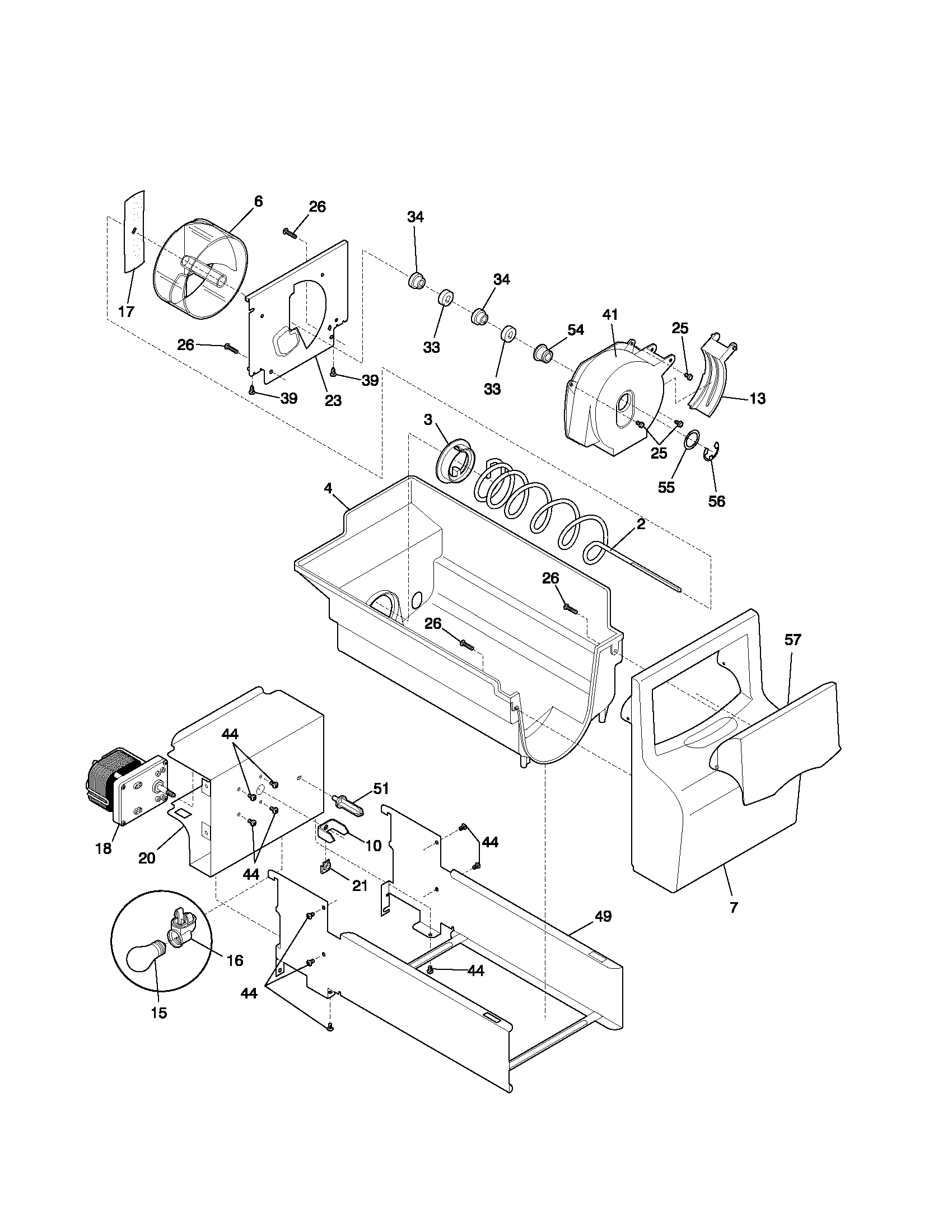 Kenmore 25352324203 ice container diagram
