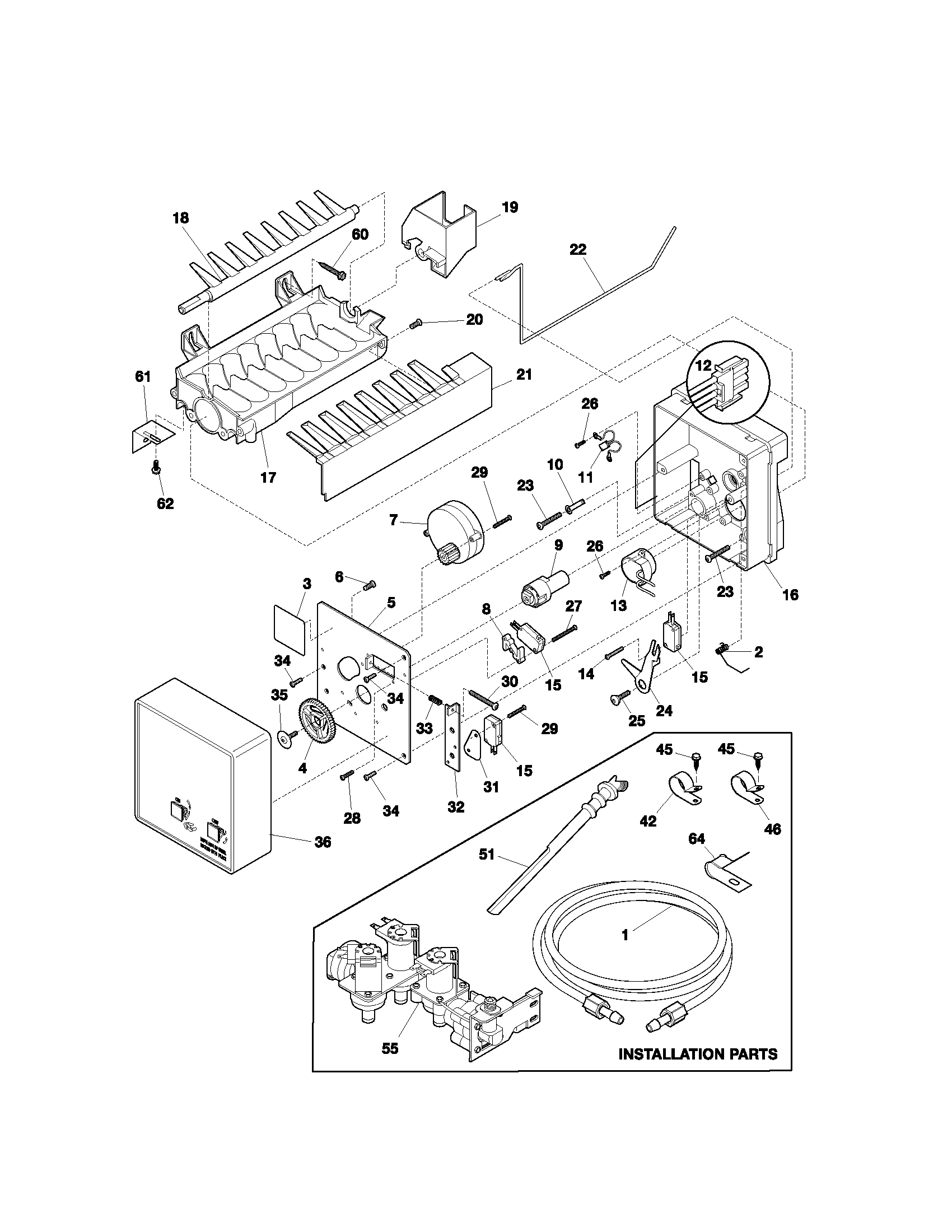 Kenmore 25353373302 ice maker diagram