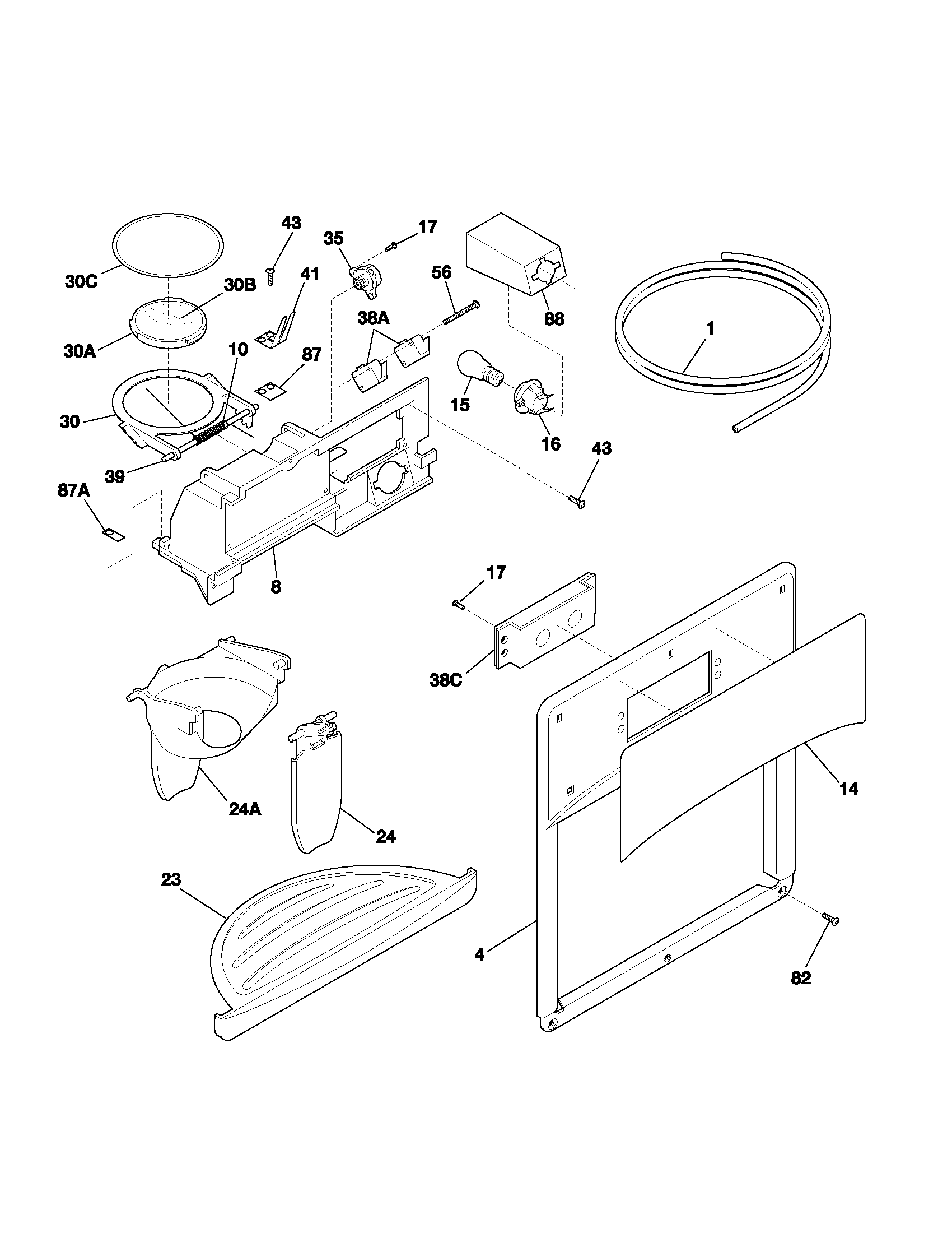 Kenmore 25353622301 dispenser diagram