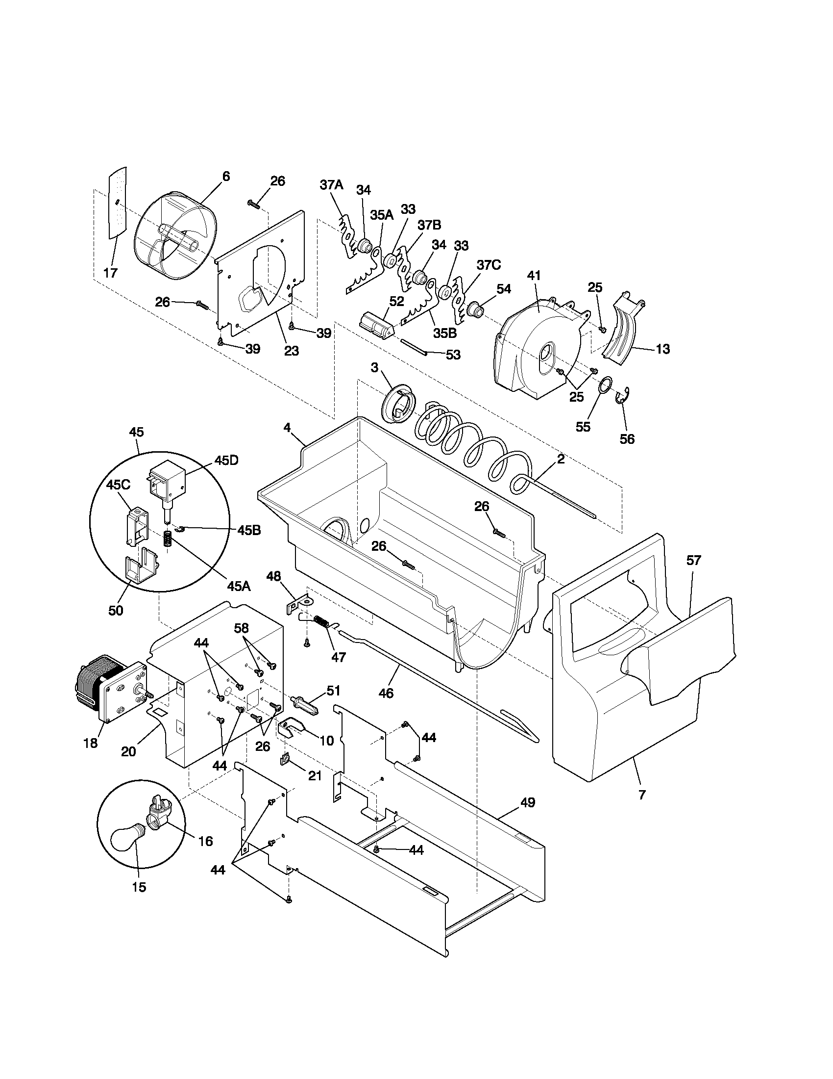 Kenmore 25353622301 ice container diagram
