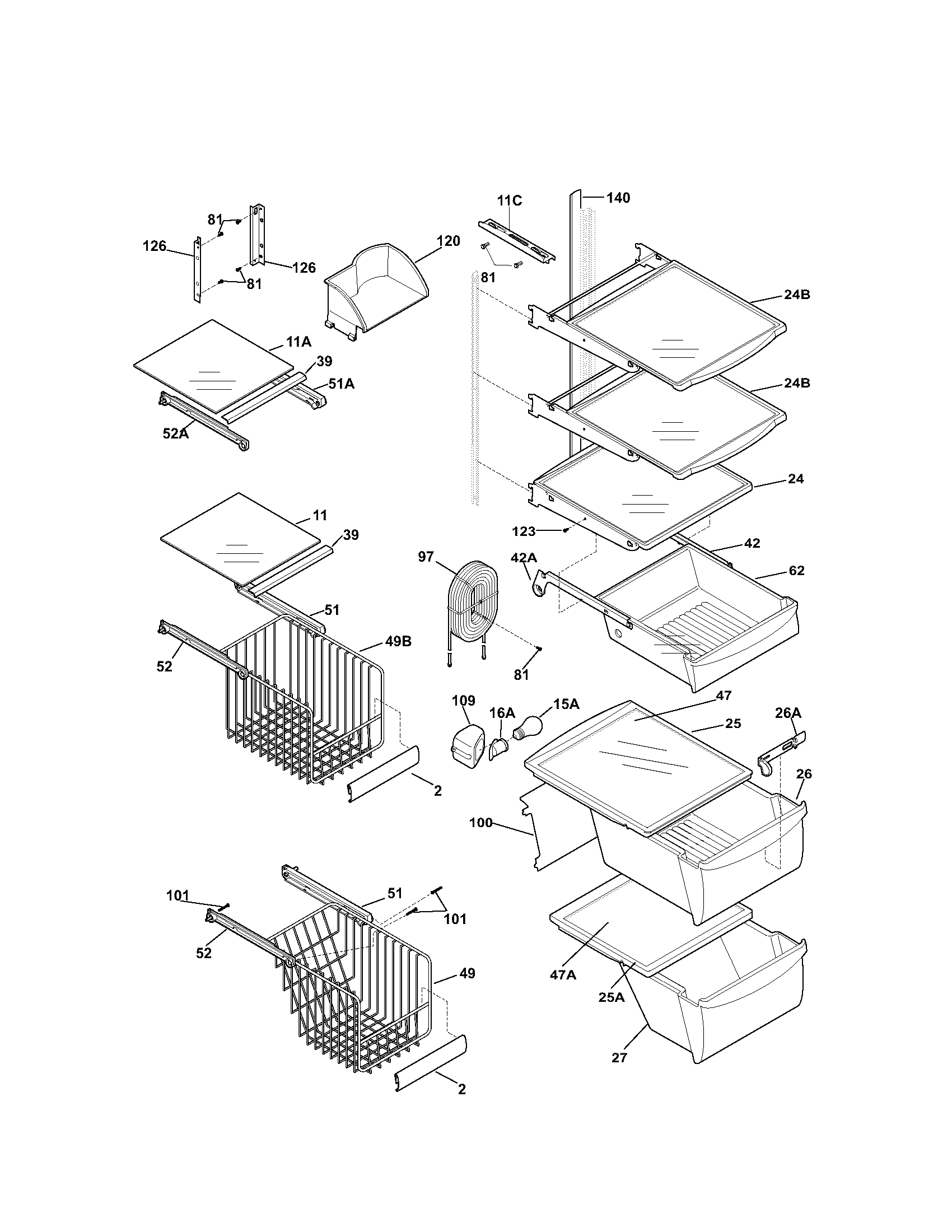 Kenmore 25354732300 shelves diagram