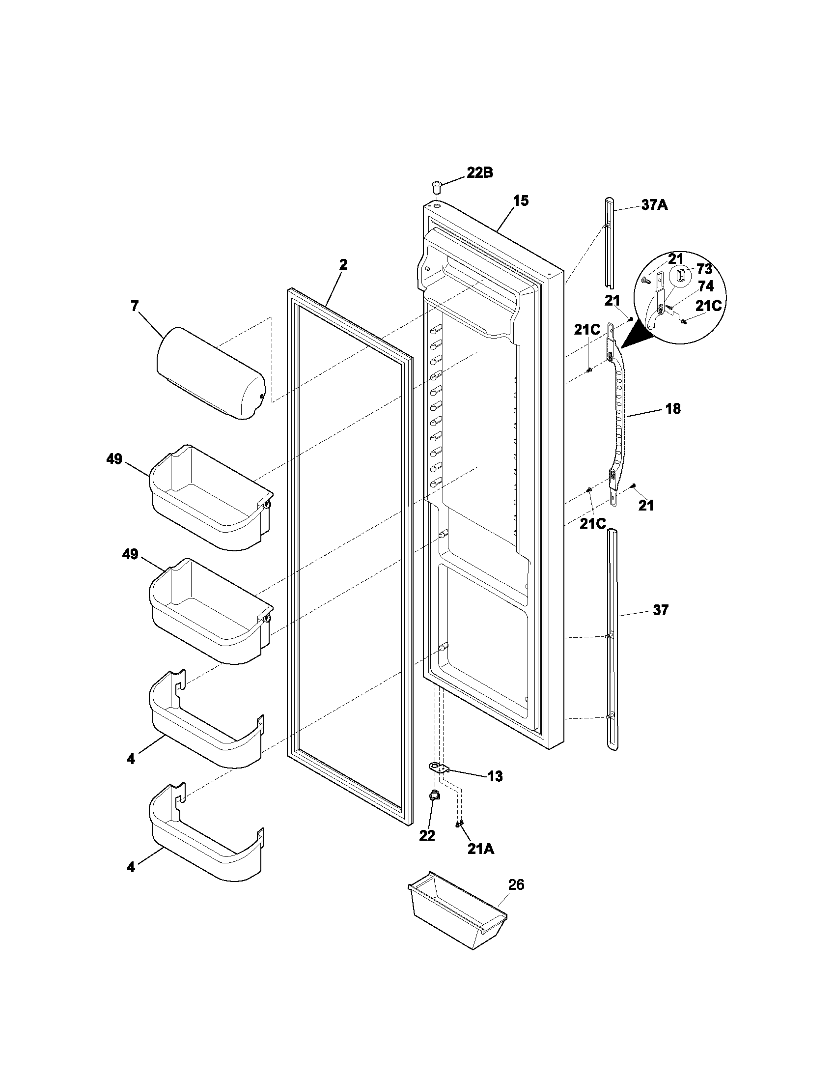 Kenmore 25353722302 refrigerator door diagram
