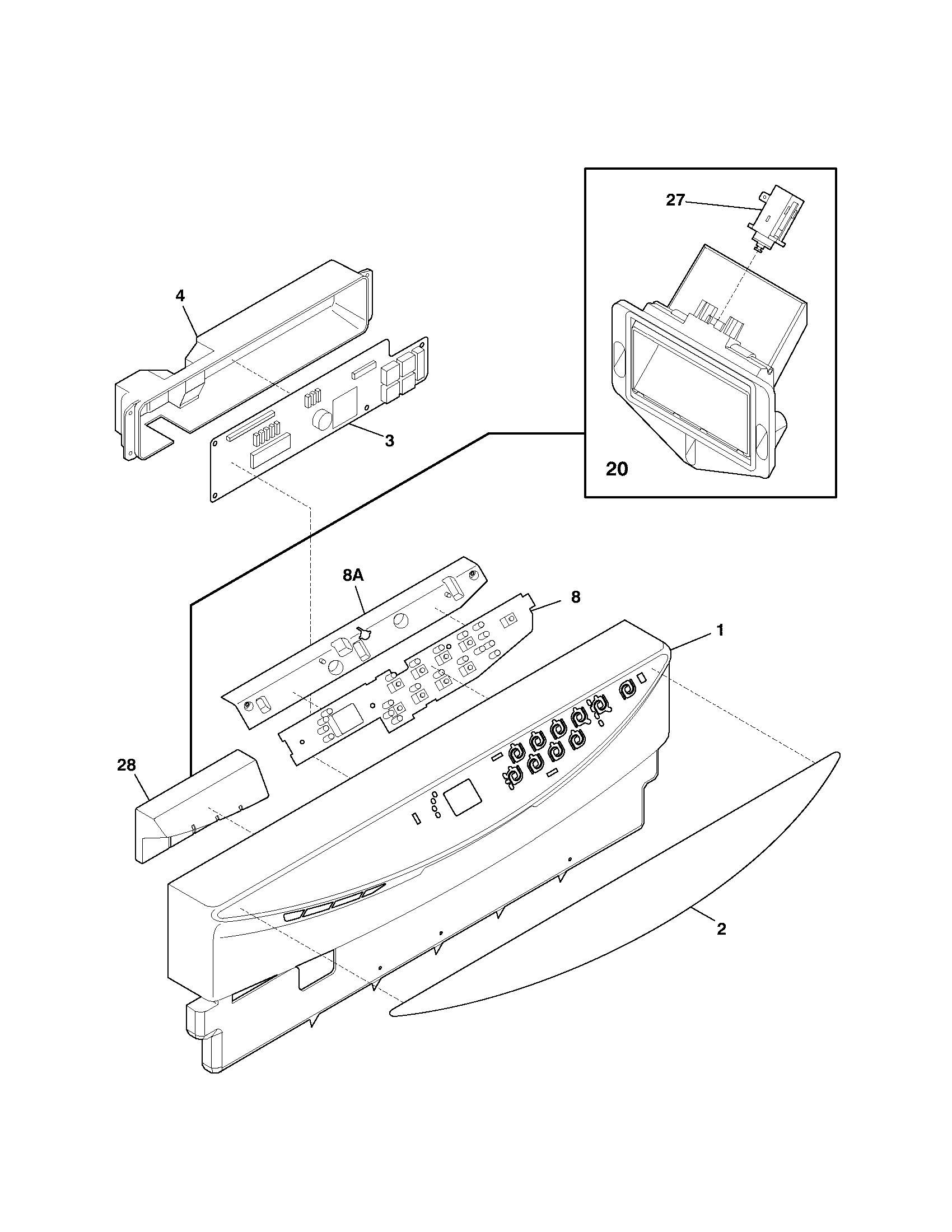 Frigidaire FDB2310LCQ0 control panel diagram