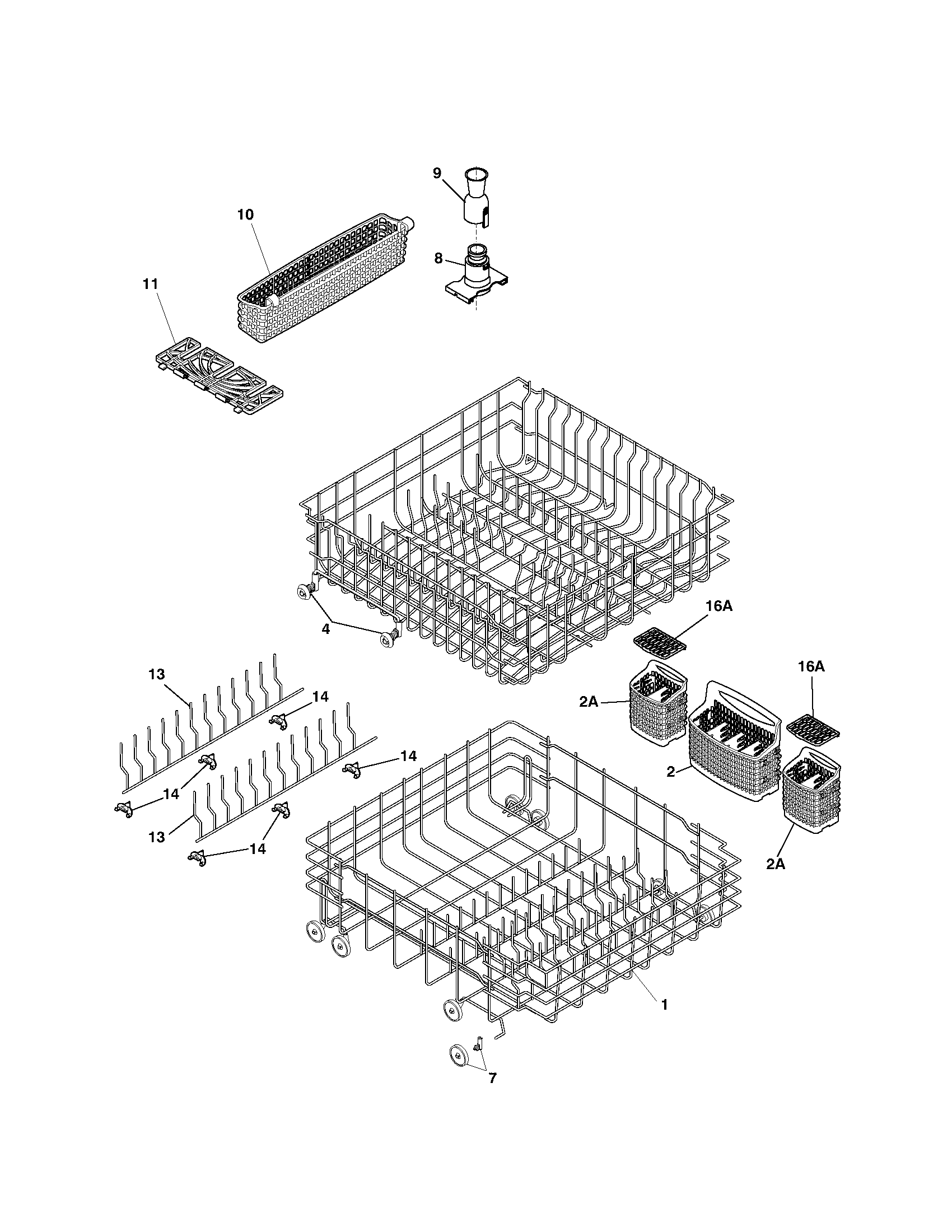 Frigidaire FDB2310LCQ0 racks diagram