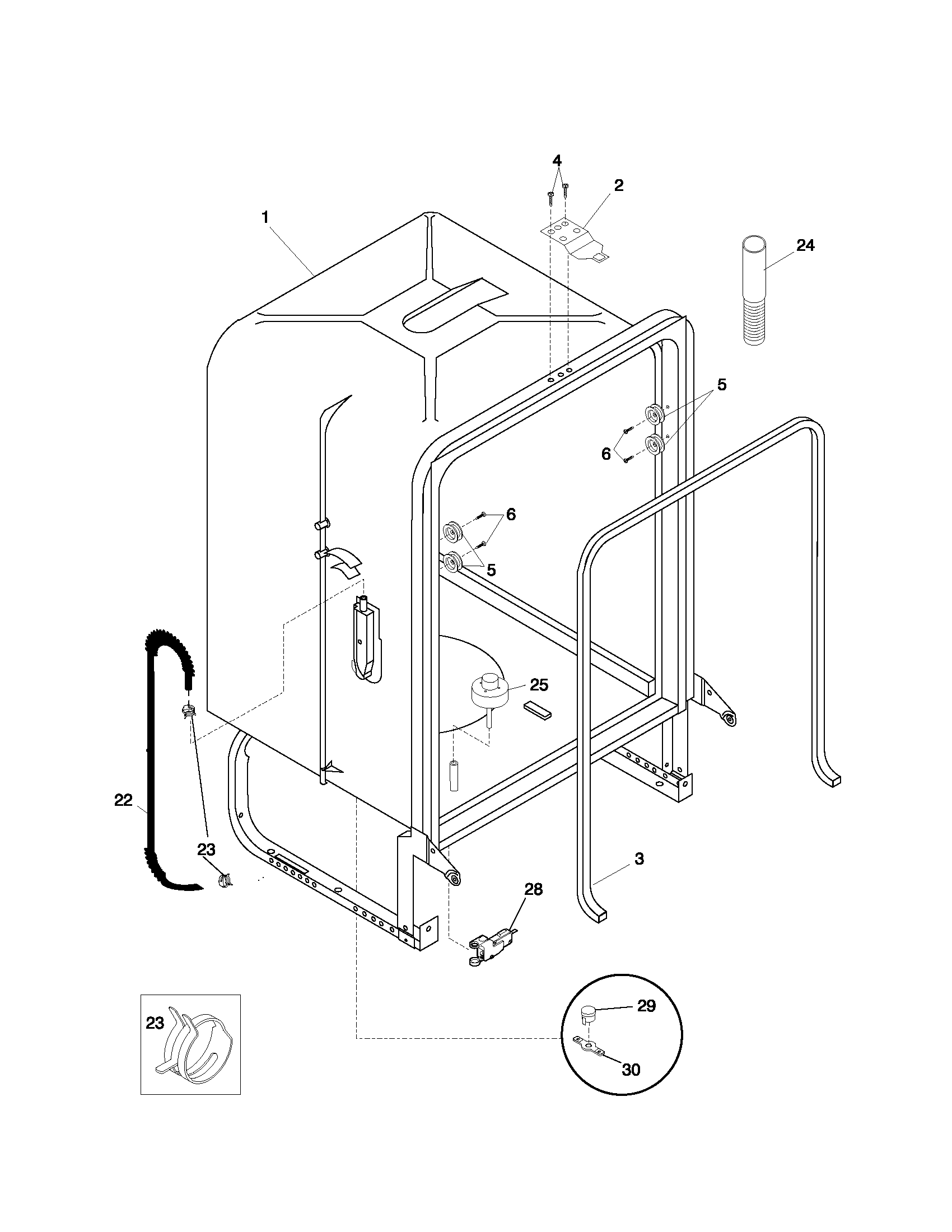 Frigidaire GLD2350RCC0 tub diagram