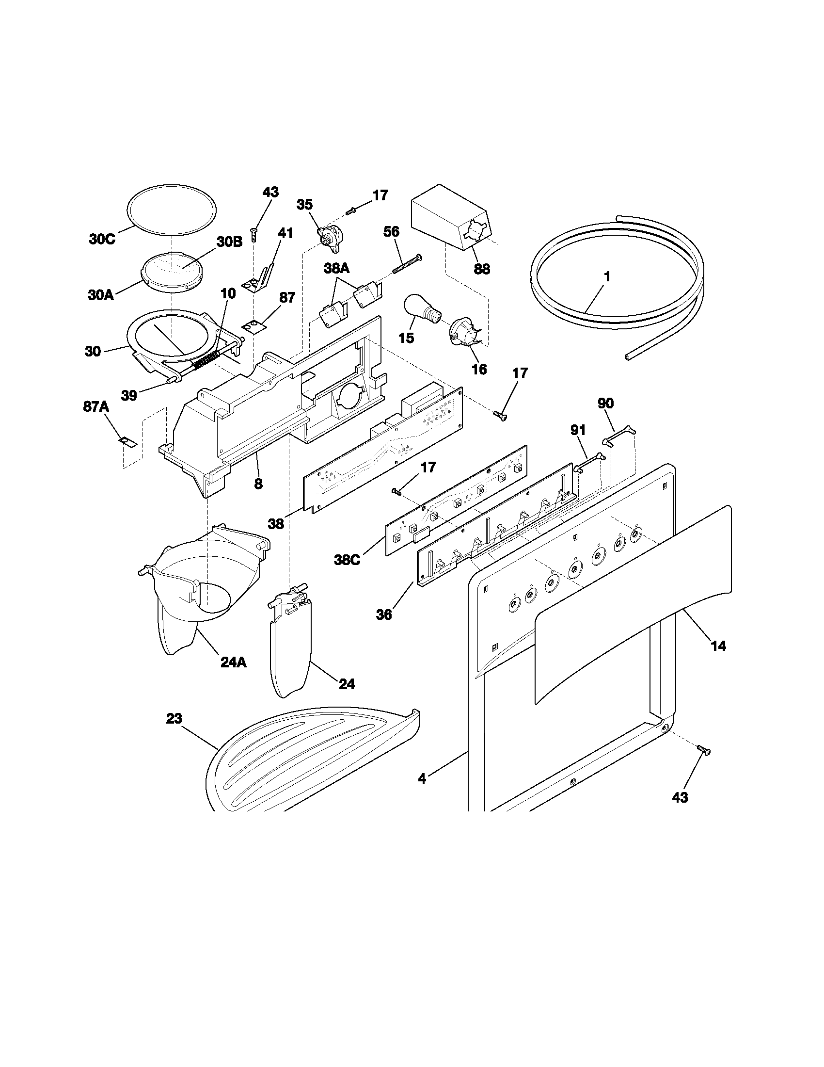 Frigidaire GS23HSZCC1 dispenser diagram
