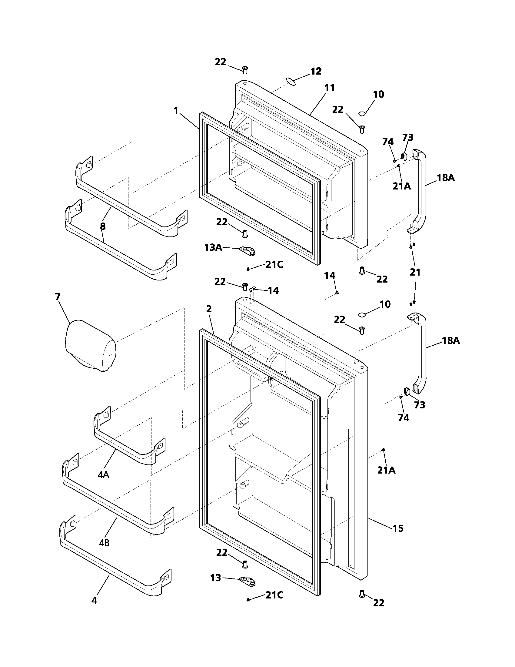 Frigidaire FRT15HB3AZ5 door diagram