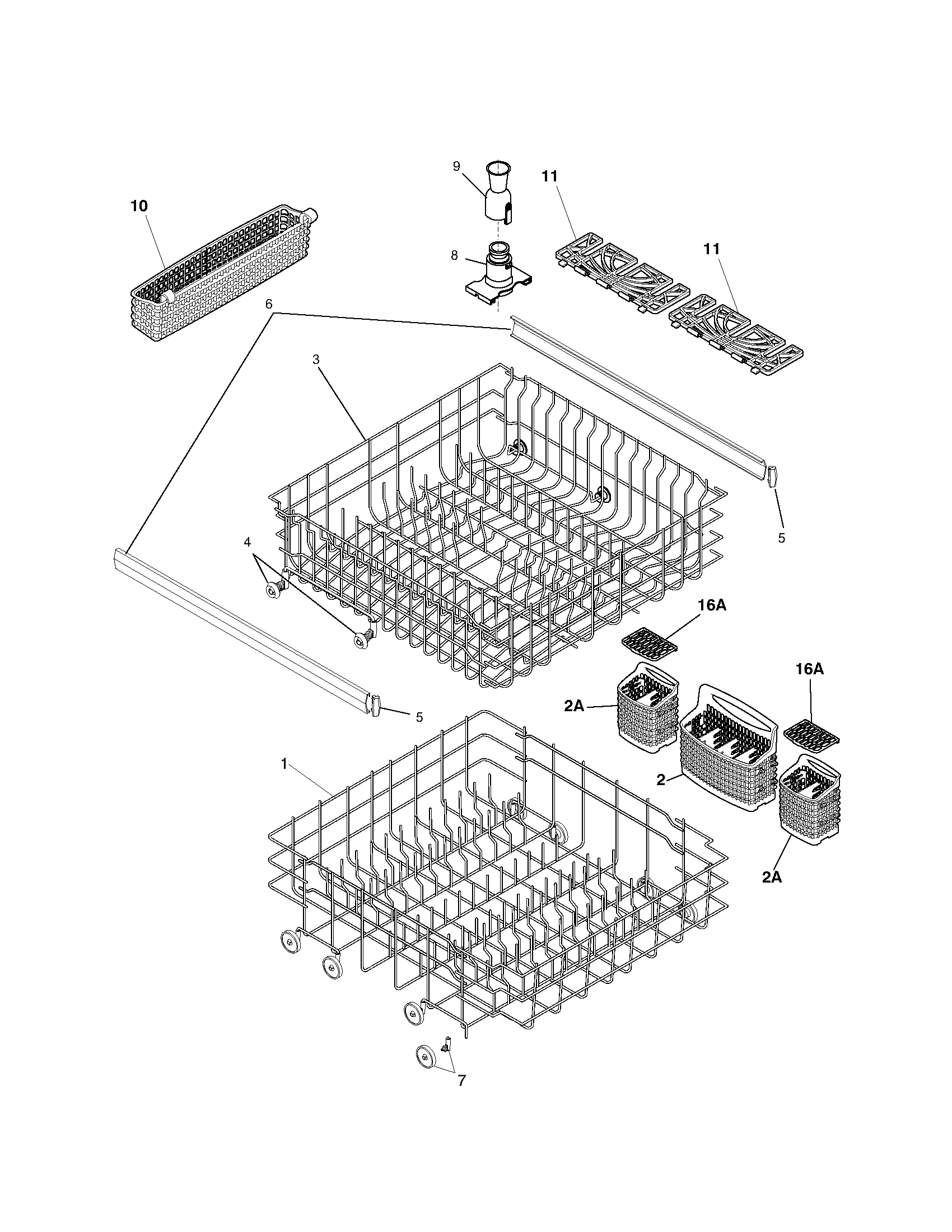 Frigidaire GLD2150RCS0 racks diagram
