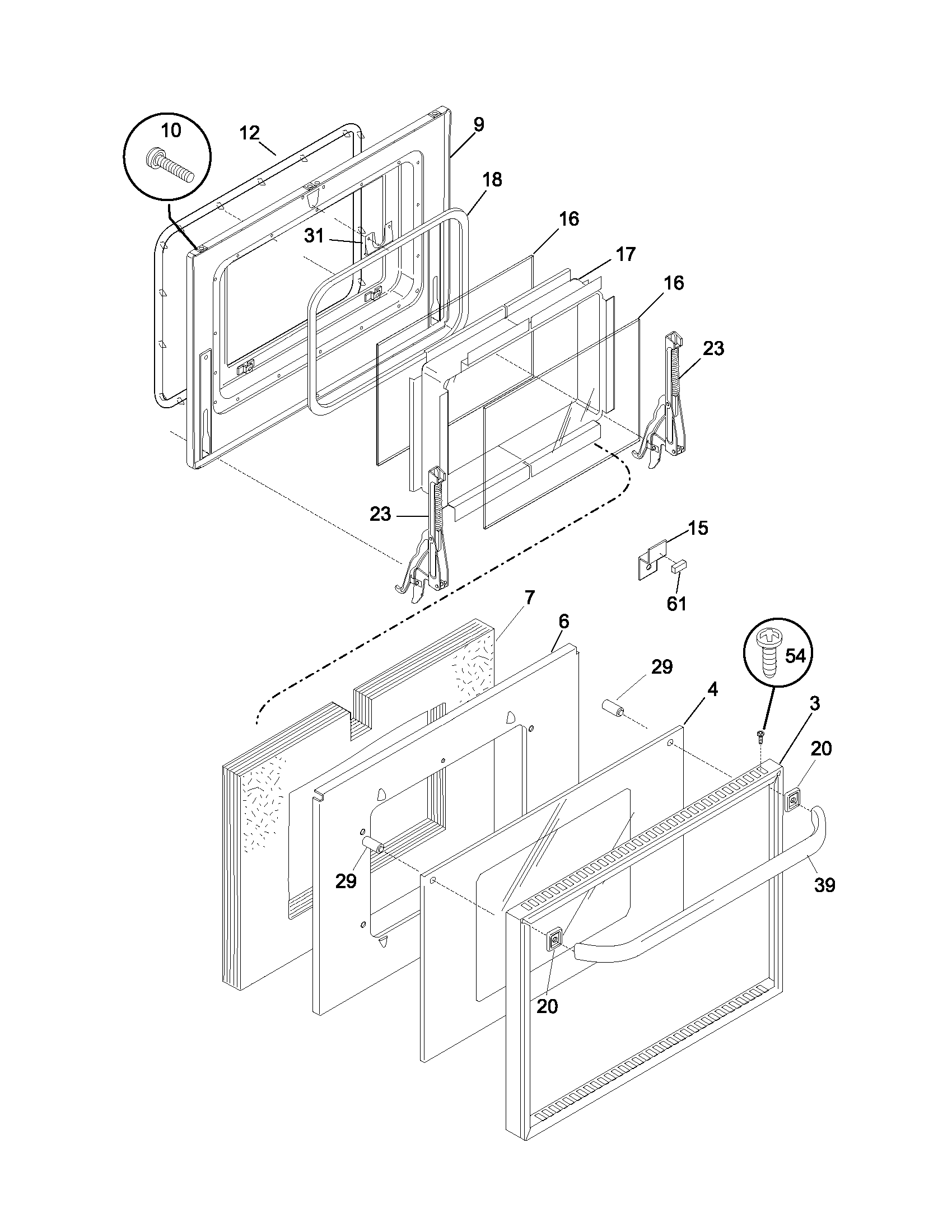 Frigidaire FEB30S5ABB door diagram