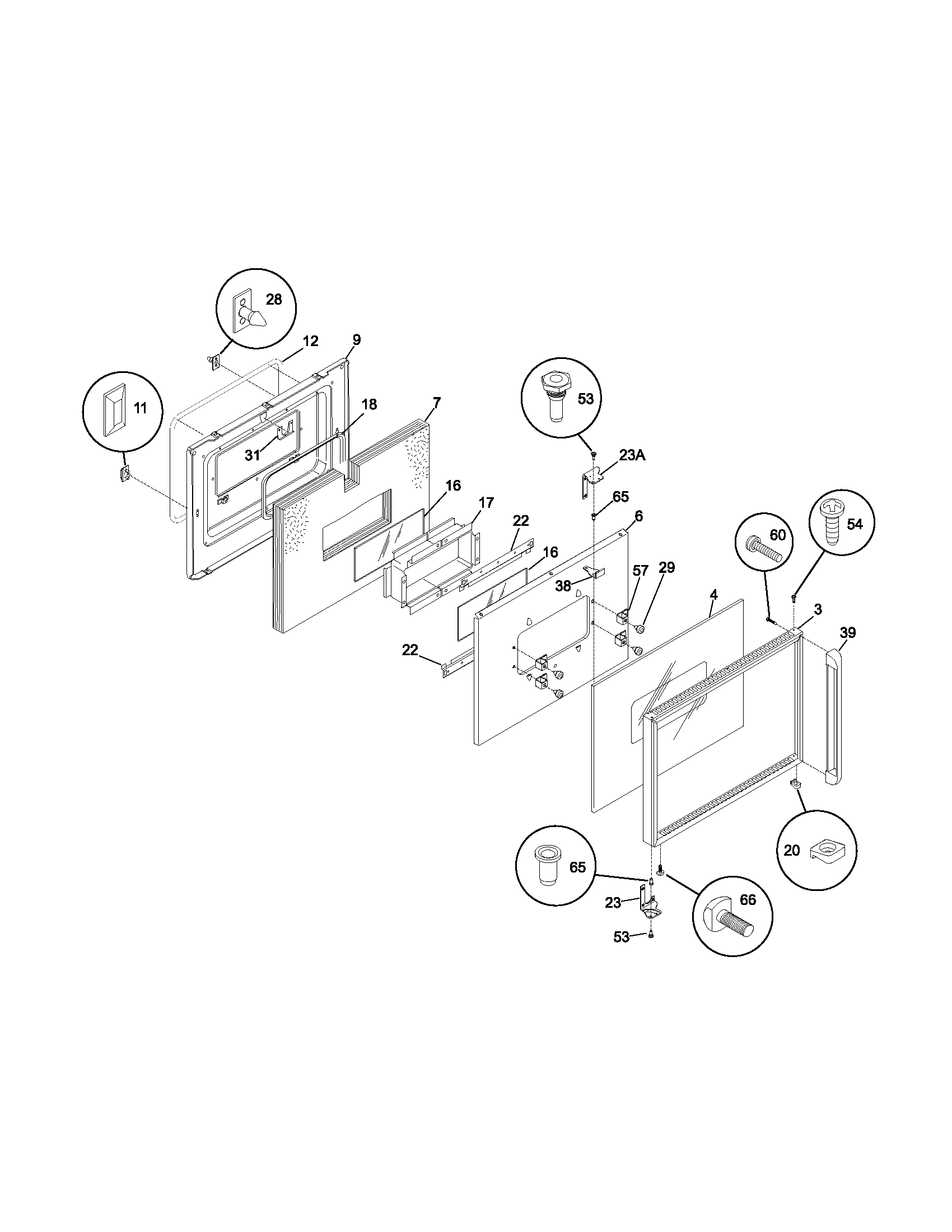 Frigidaire GLEB27S7CBB door diagram