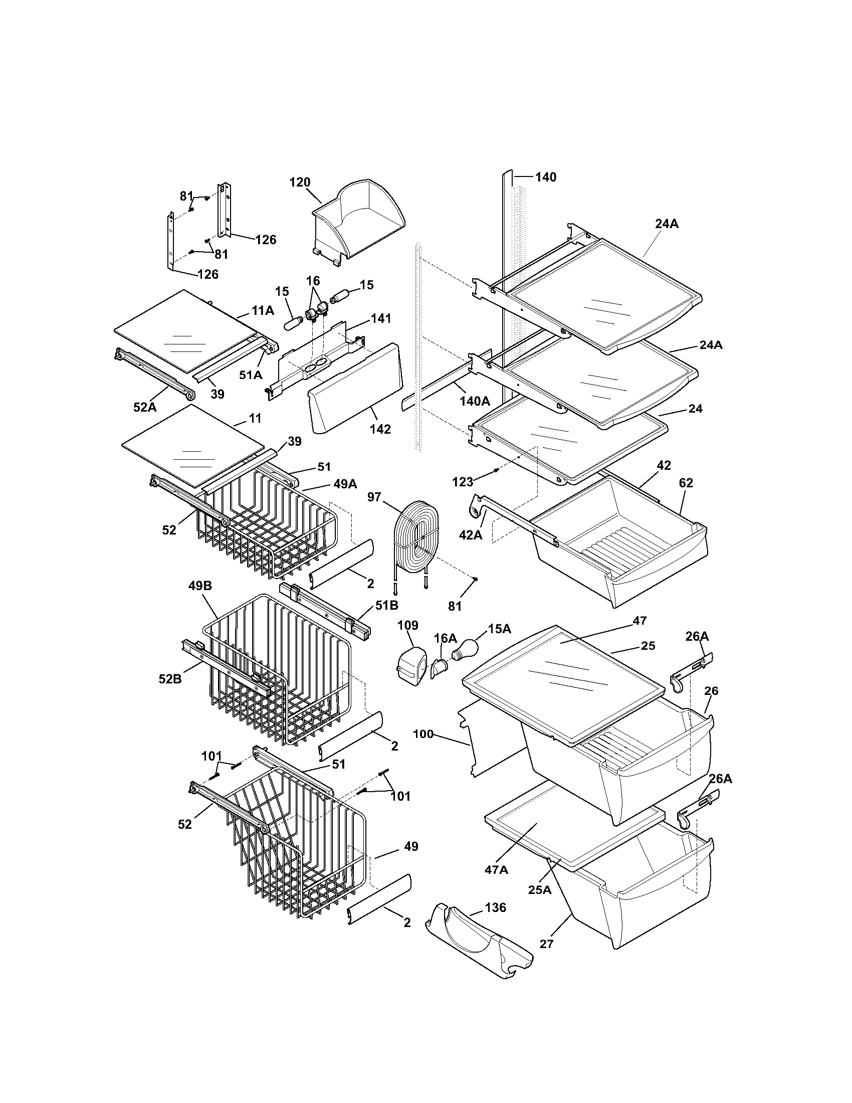 Kenmore 25354373300 shelves diagram