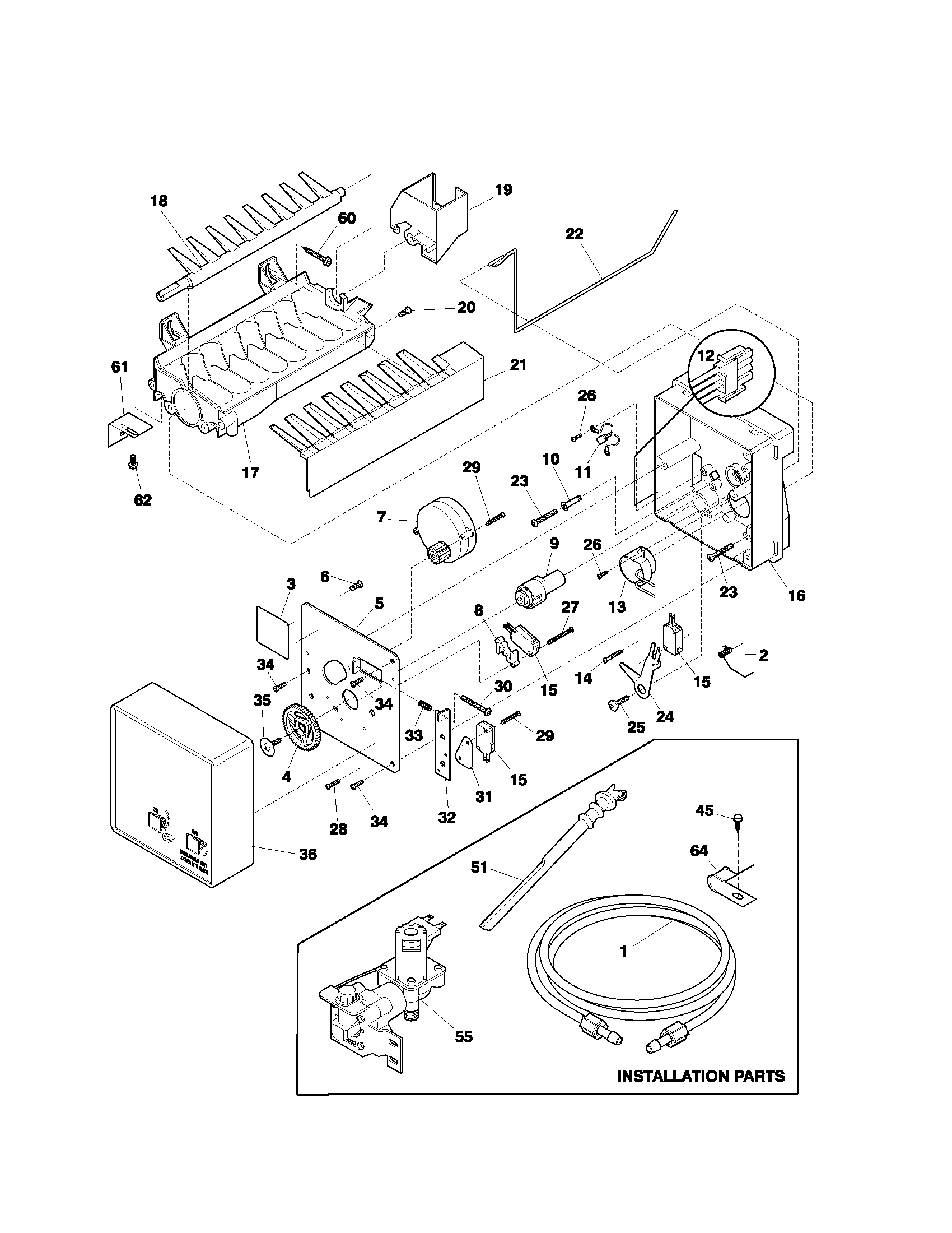 Kenmore 25371796301 ice maker diagram