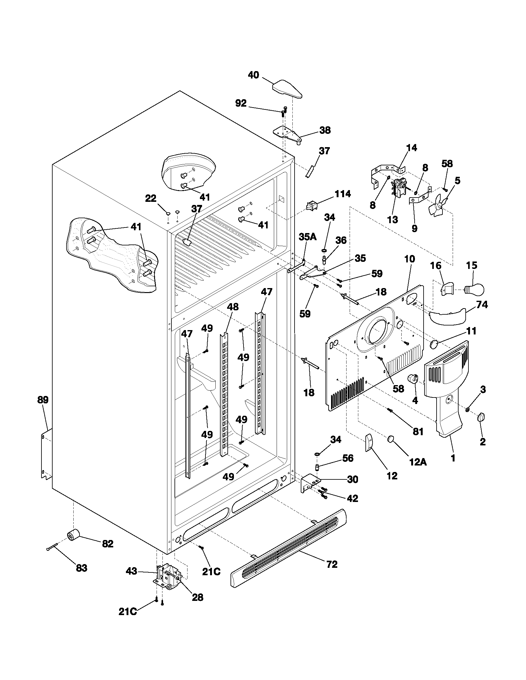 Frigidaire GS18HTZCSK2 cabinet diagram