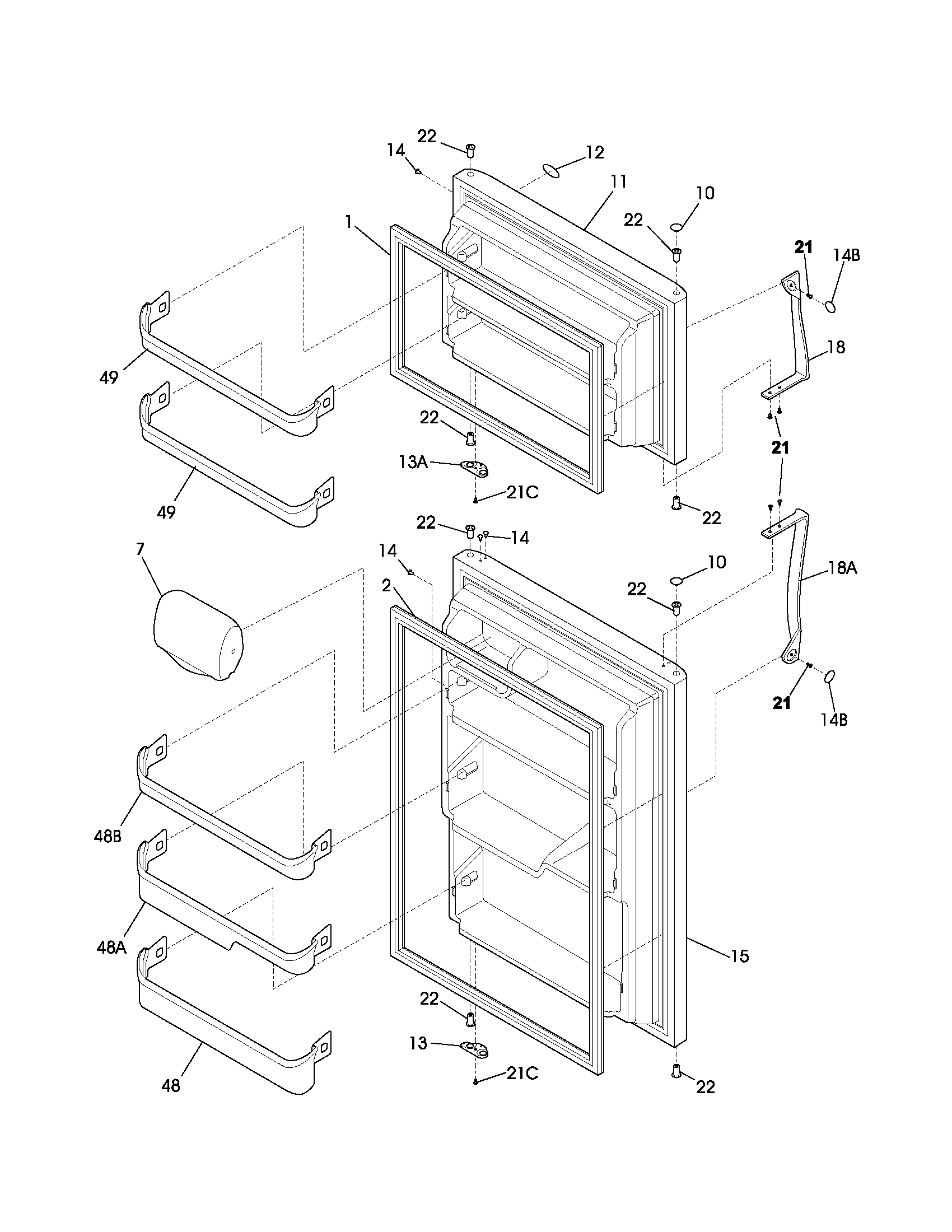 Frigidaire FRT18HS6AWA door diagram