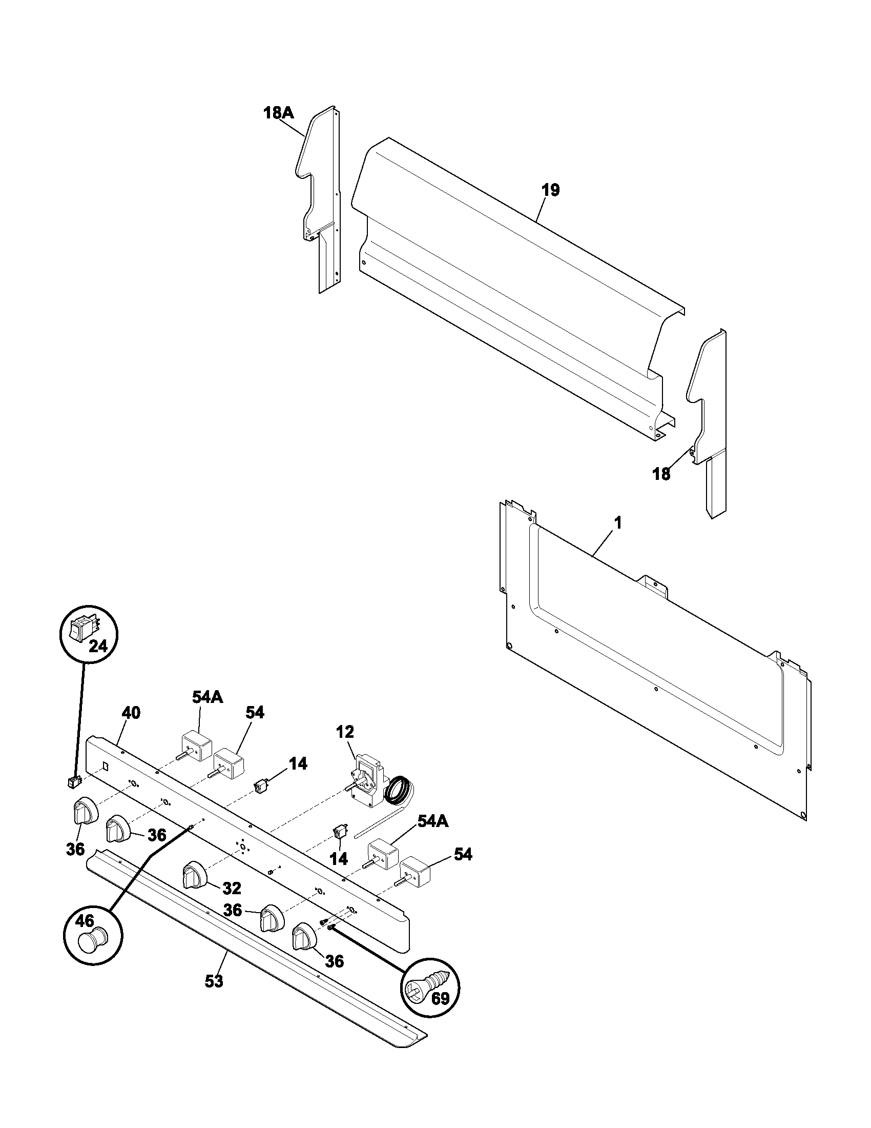 Frigidaire FEF314BWB backguard diagram