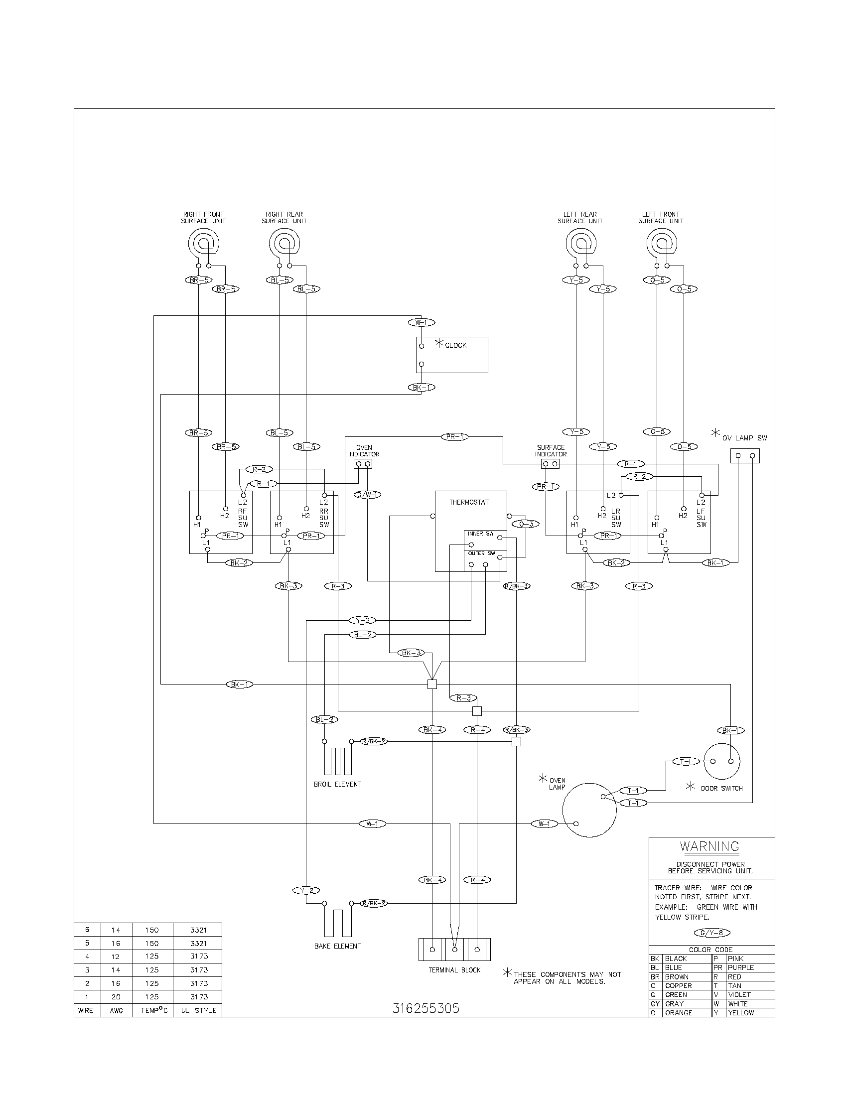 Frigidaire FEF314BWB wiring diagram diagram