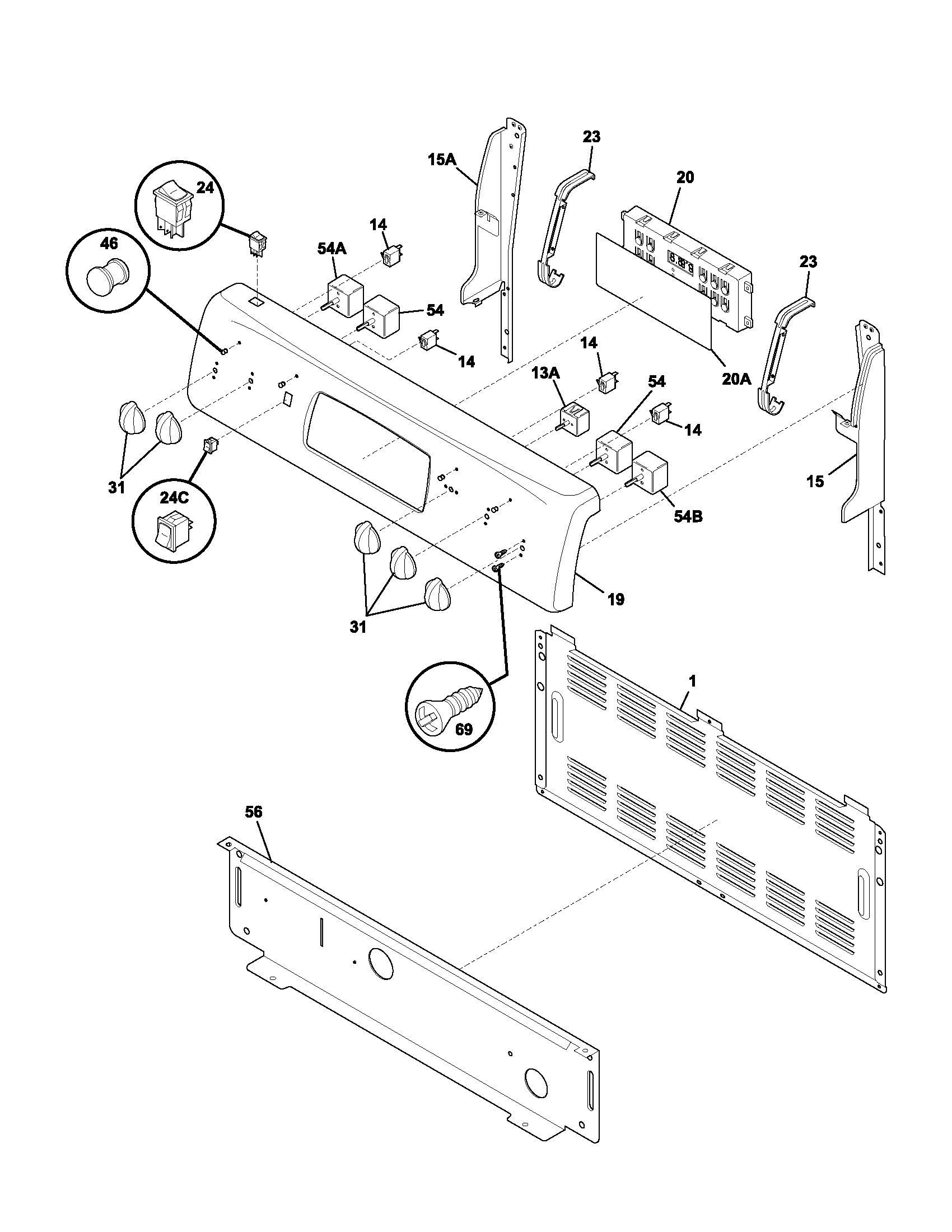 Frigidaire FEFL77ASH backguard diagram