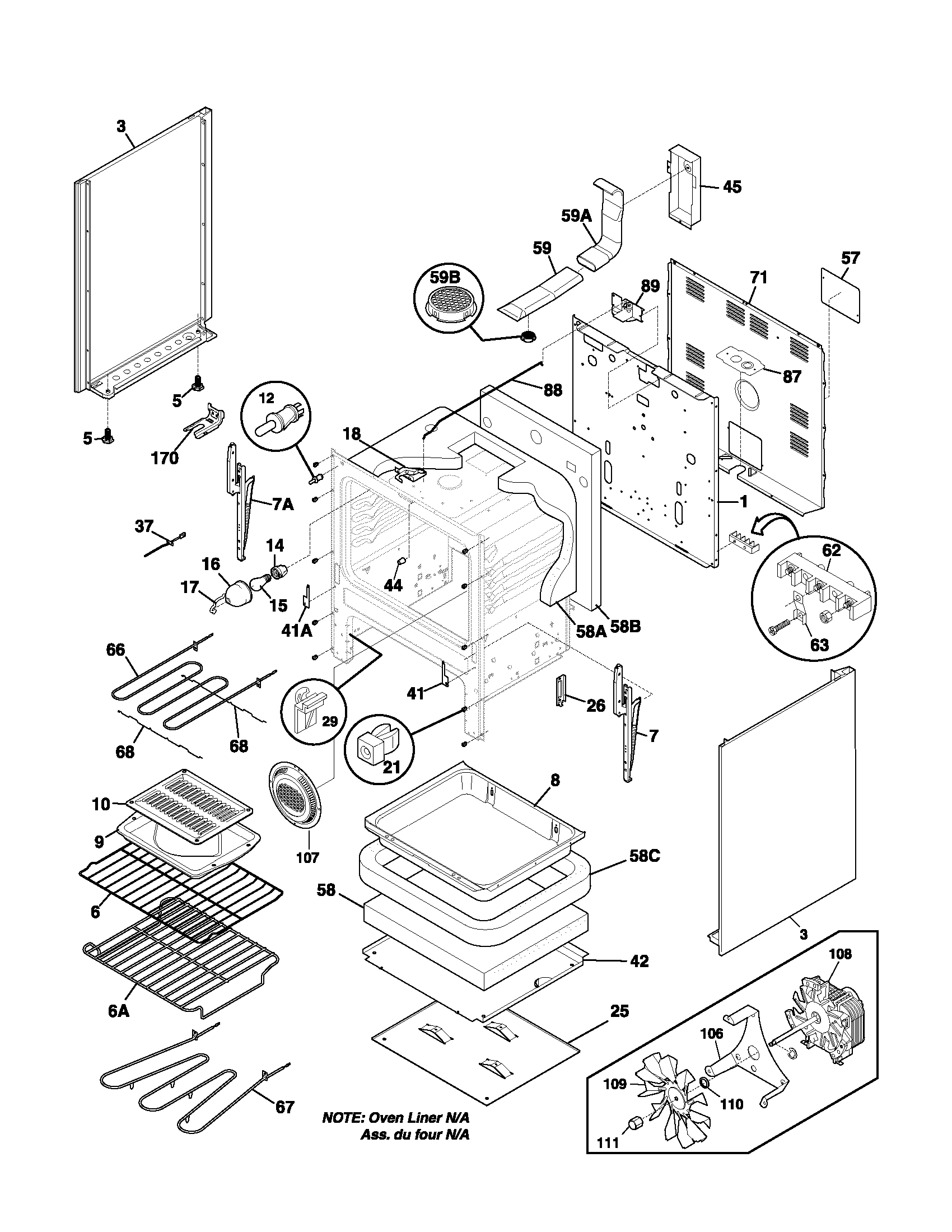 Frigidaire FEFL77ASH body diagram