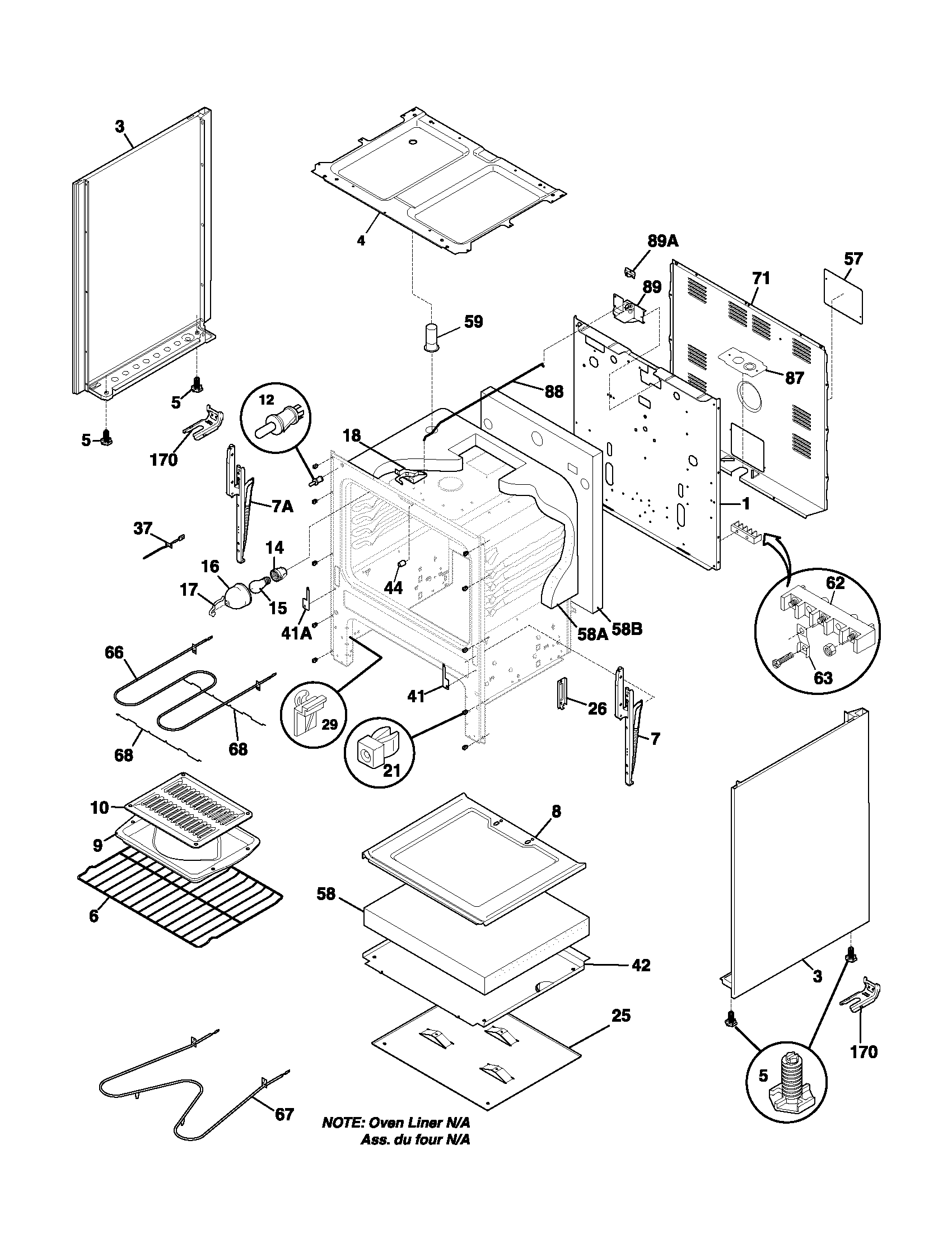 Frigidaire FEF352AWF body diagram