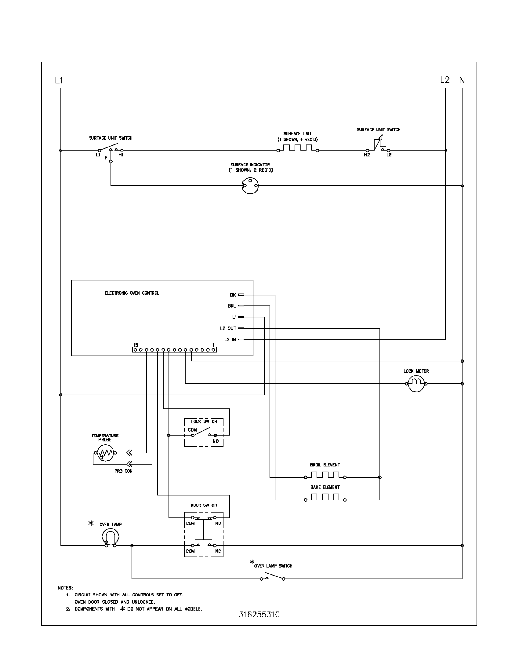 Frigidaire FEF352AWF wiring schematic diagram