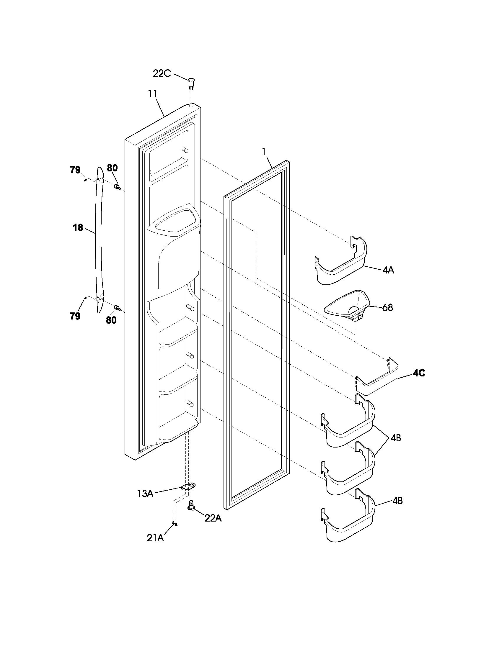 Frigidaire PLHS239ZCB1 freezer door diagram