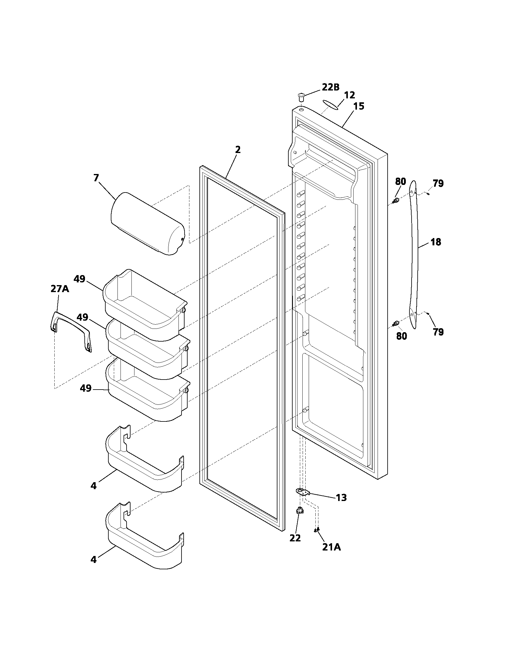 Frigidaire PLHS239ZCB1 refrigerator door diagram