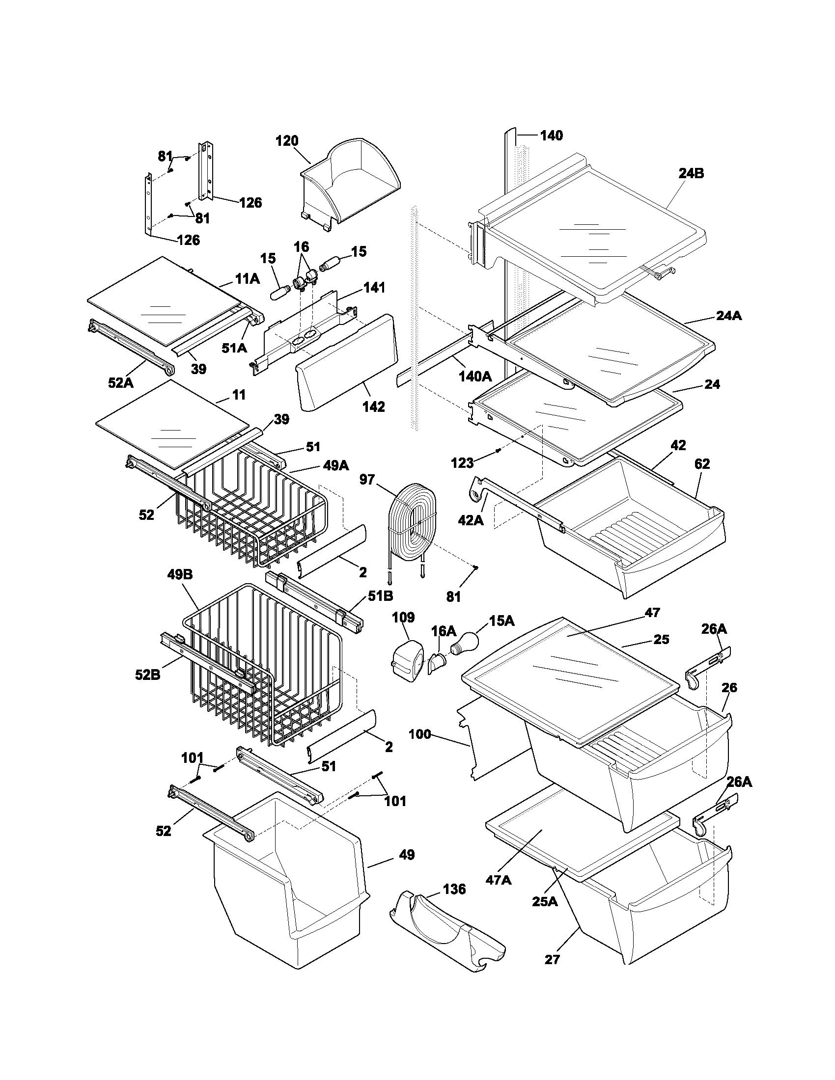 Frigidaire PLHS239ZCB1 shelves diagram