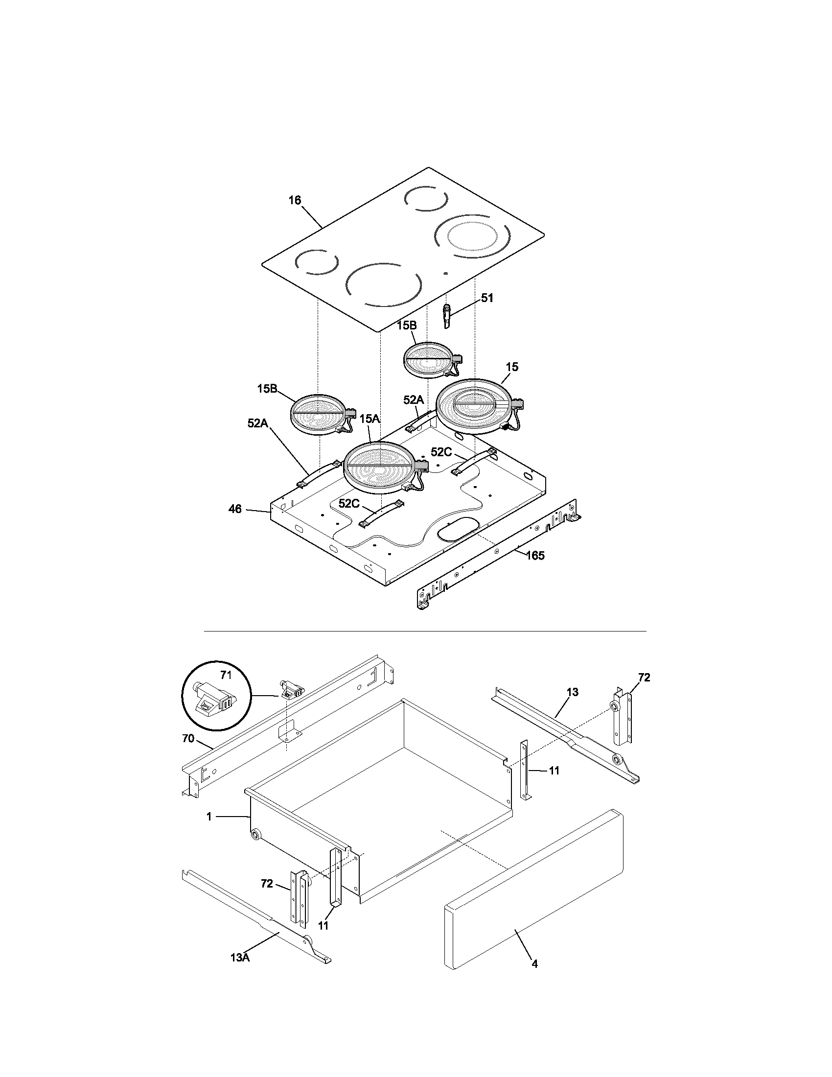 Kenmore 79046359400 top/drawer diagram