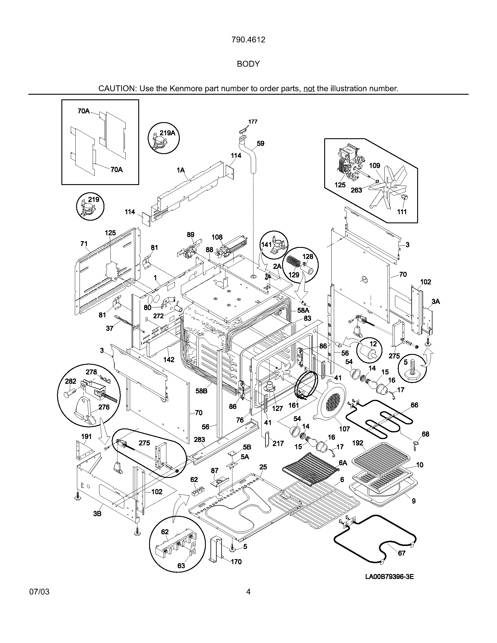 Kenmore 79046129301 body diagram