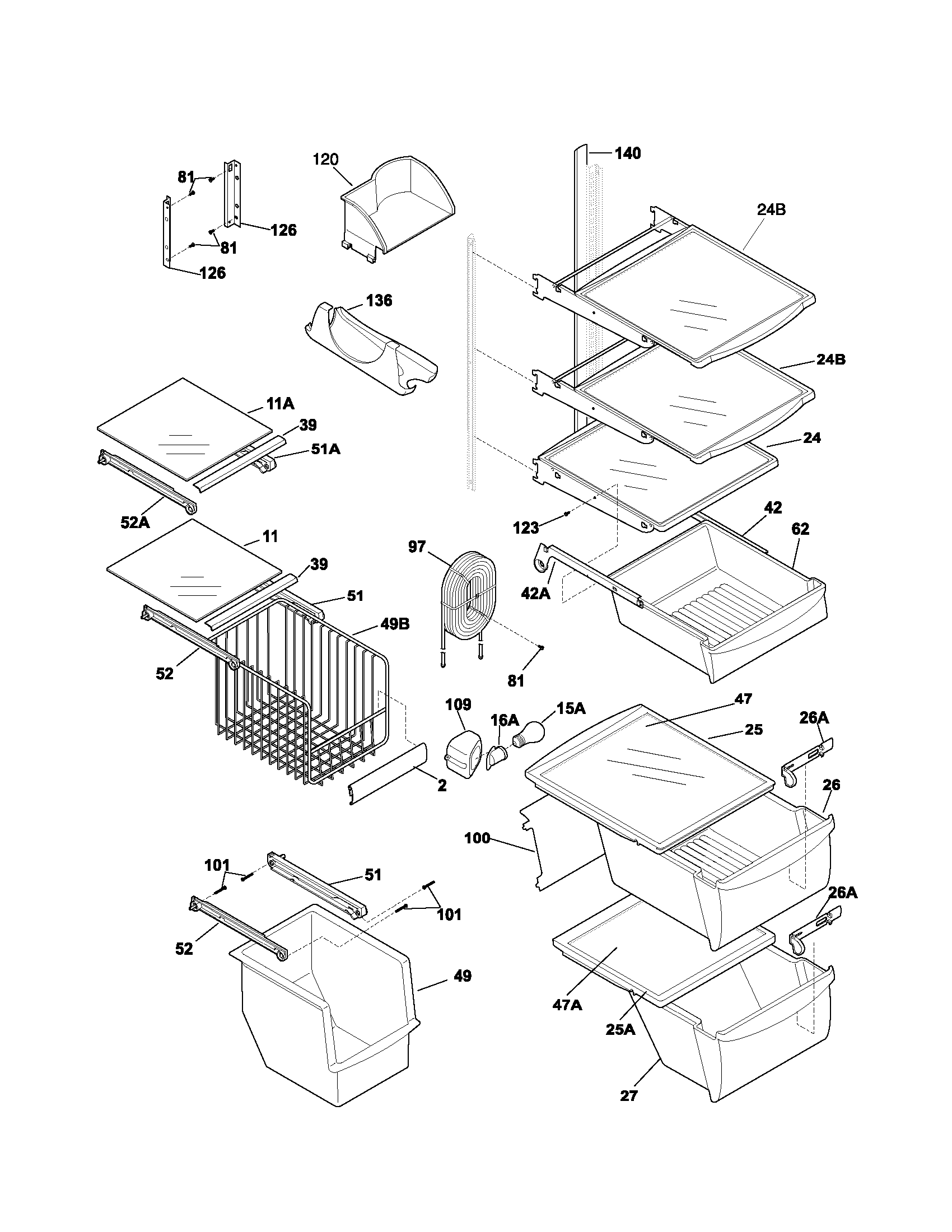 Frigidaire PLHS237ZCB1 shelves diagram