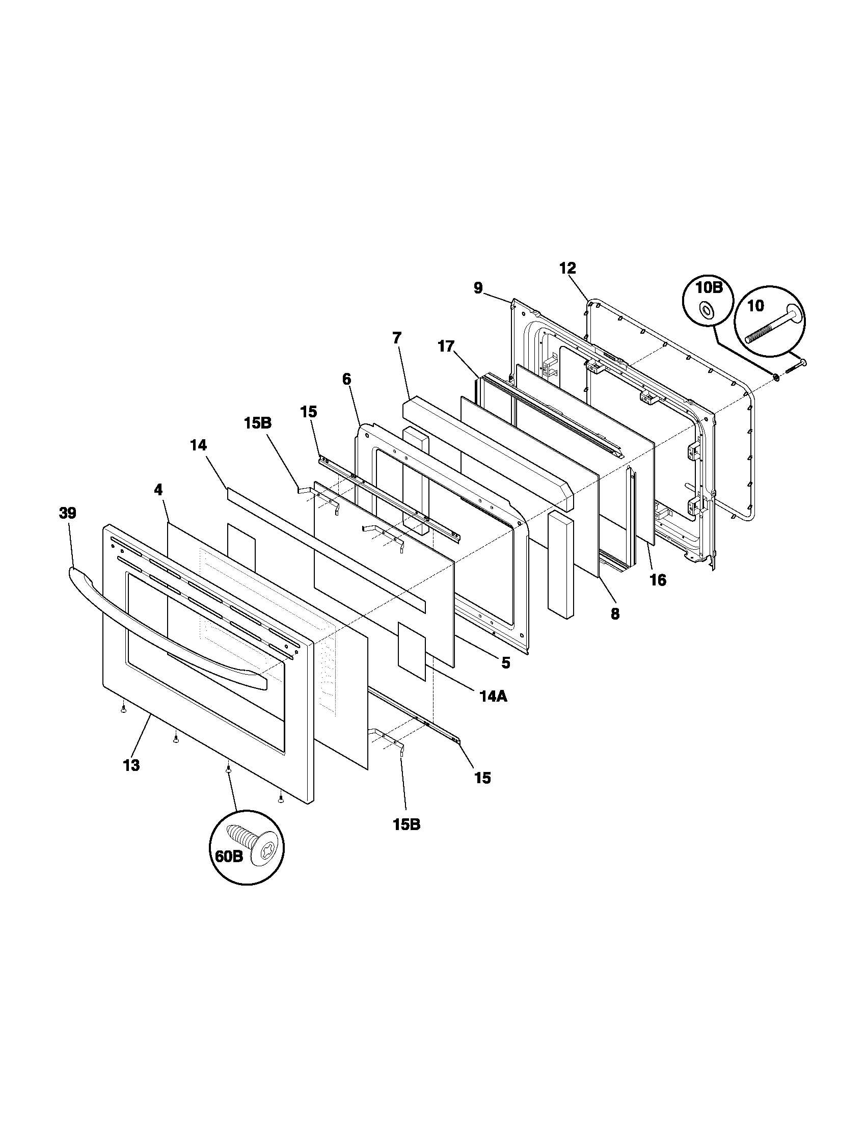 Frigidaire FEF366CCB door diagram