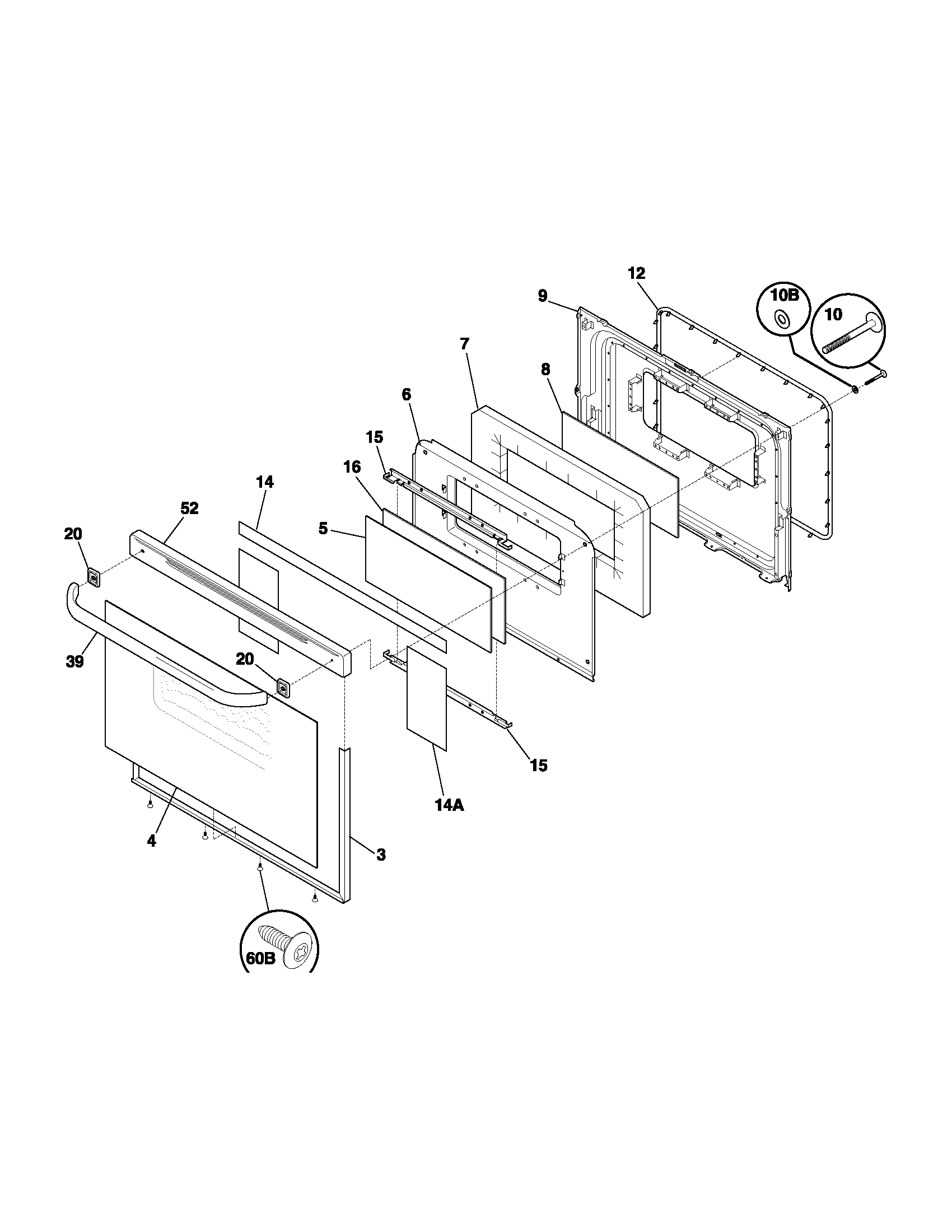 Frigidaire FEF365BWD door diagram