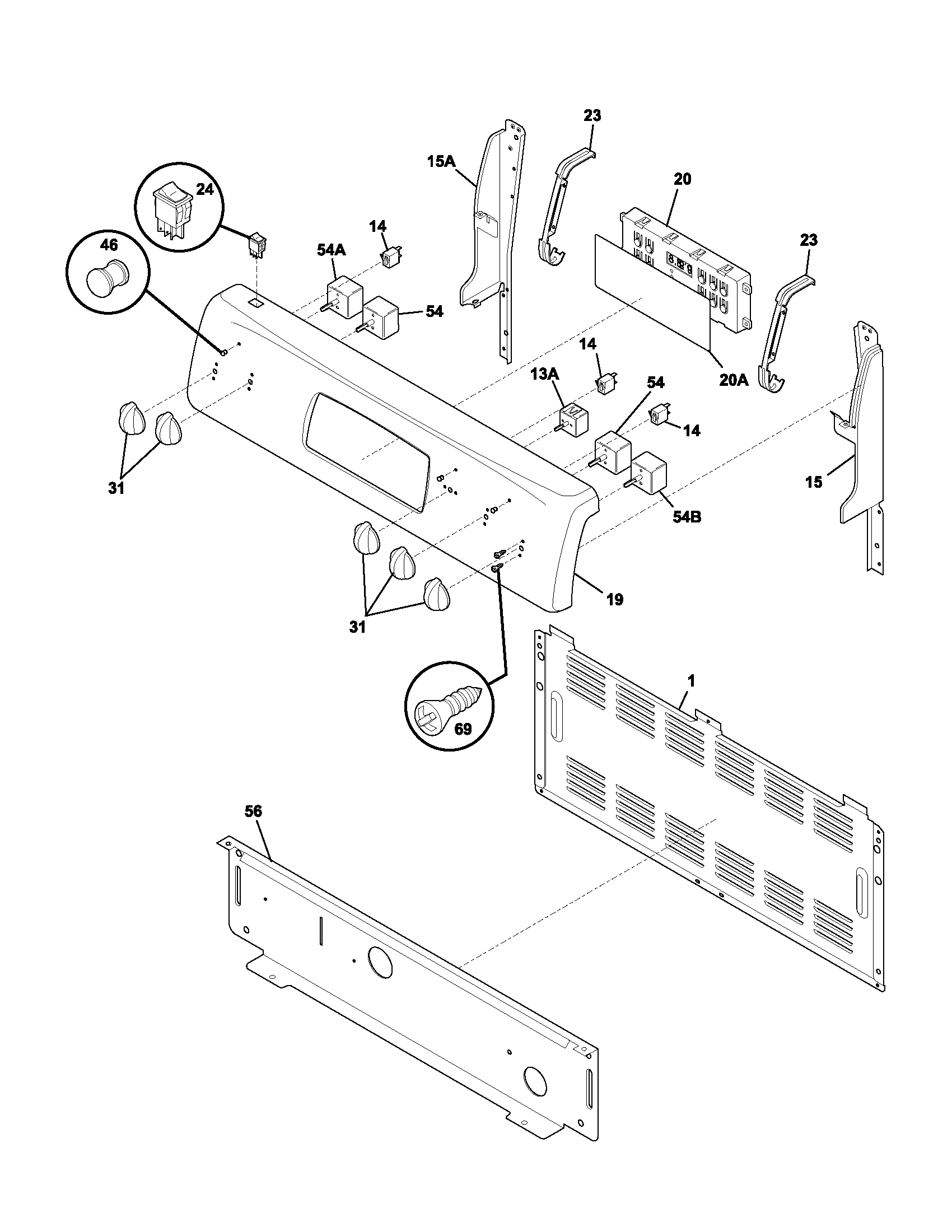 Frigidaire FEFB68CQB backguard diagram